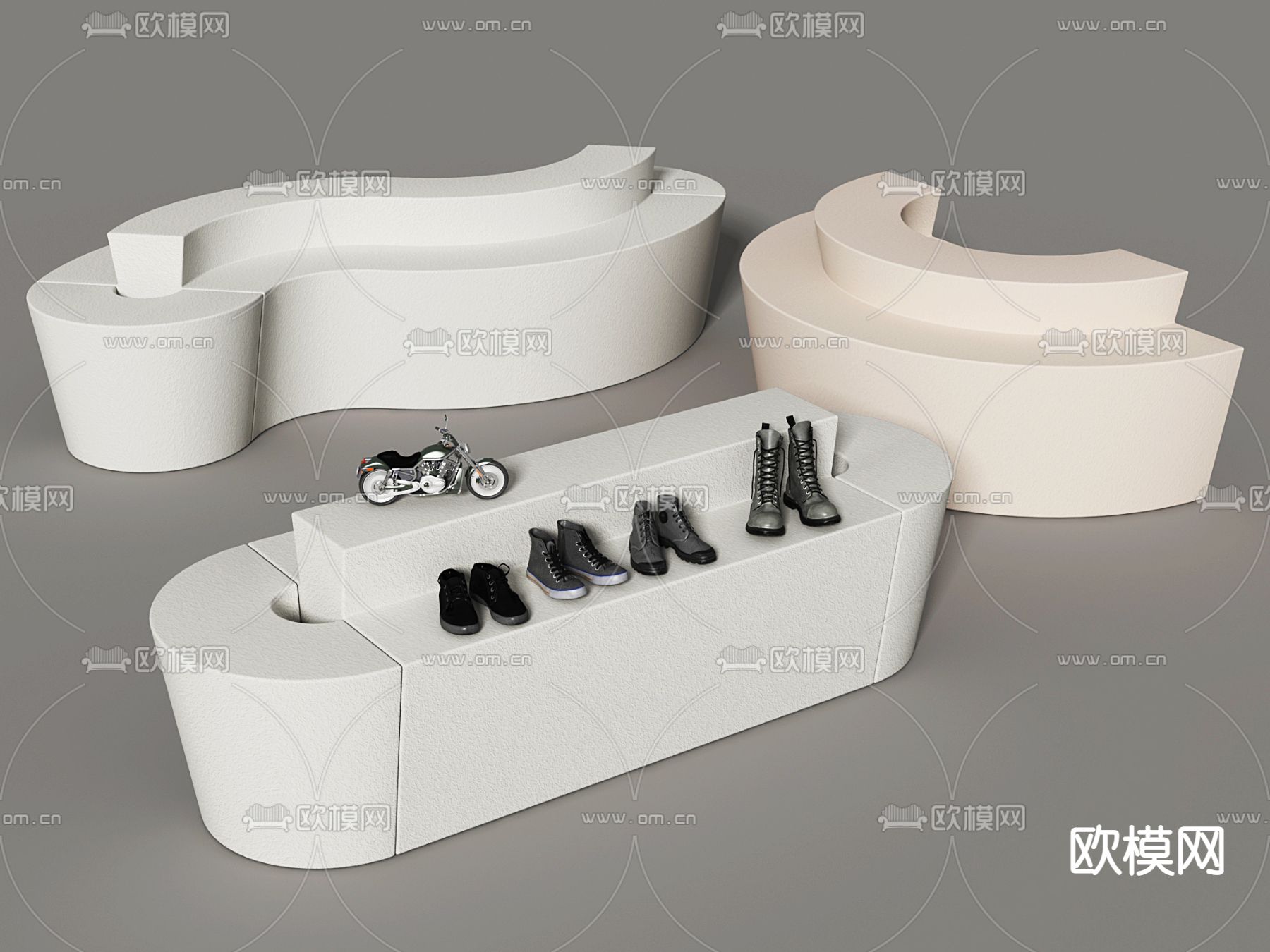 现代鞋店 中岛展台su模型下载