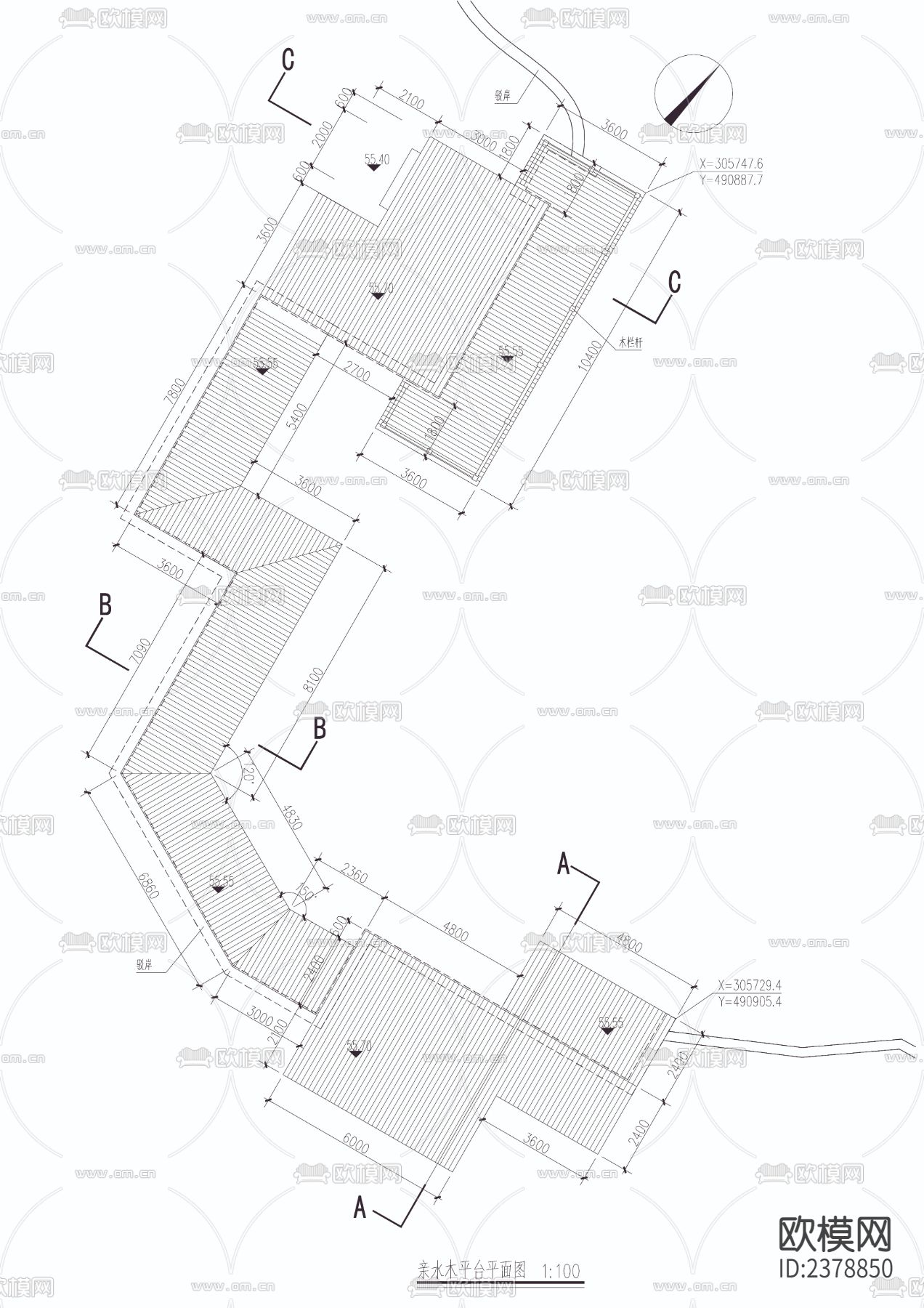 亲水木平台剖面节点大样下载（渲染图4）
