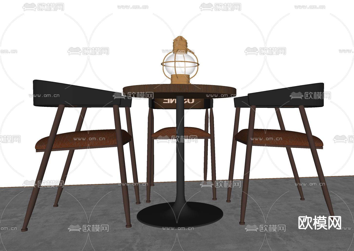 工业风休闲桌椅su模型下载（渲染图2）