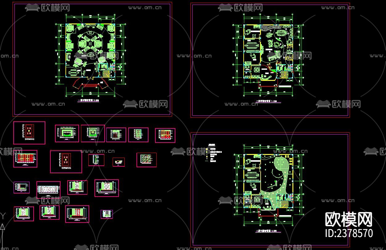 展示厅装修CAD施工图-免费3dmax模型库-欧模网