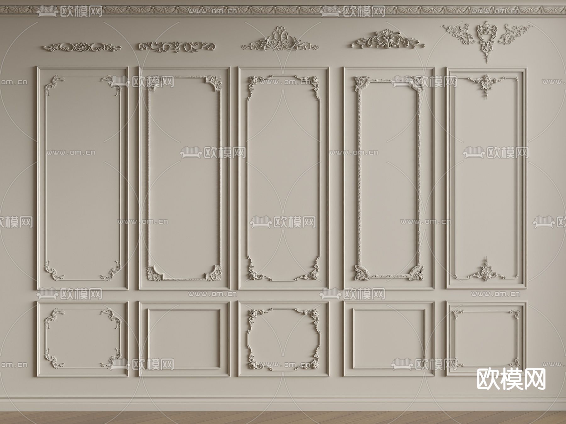 法式雕花石线条 墙裙3d模型下载