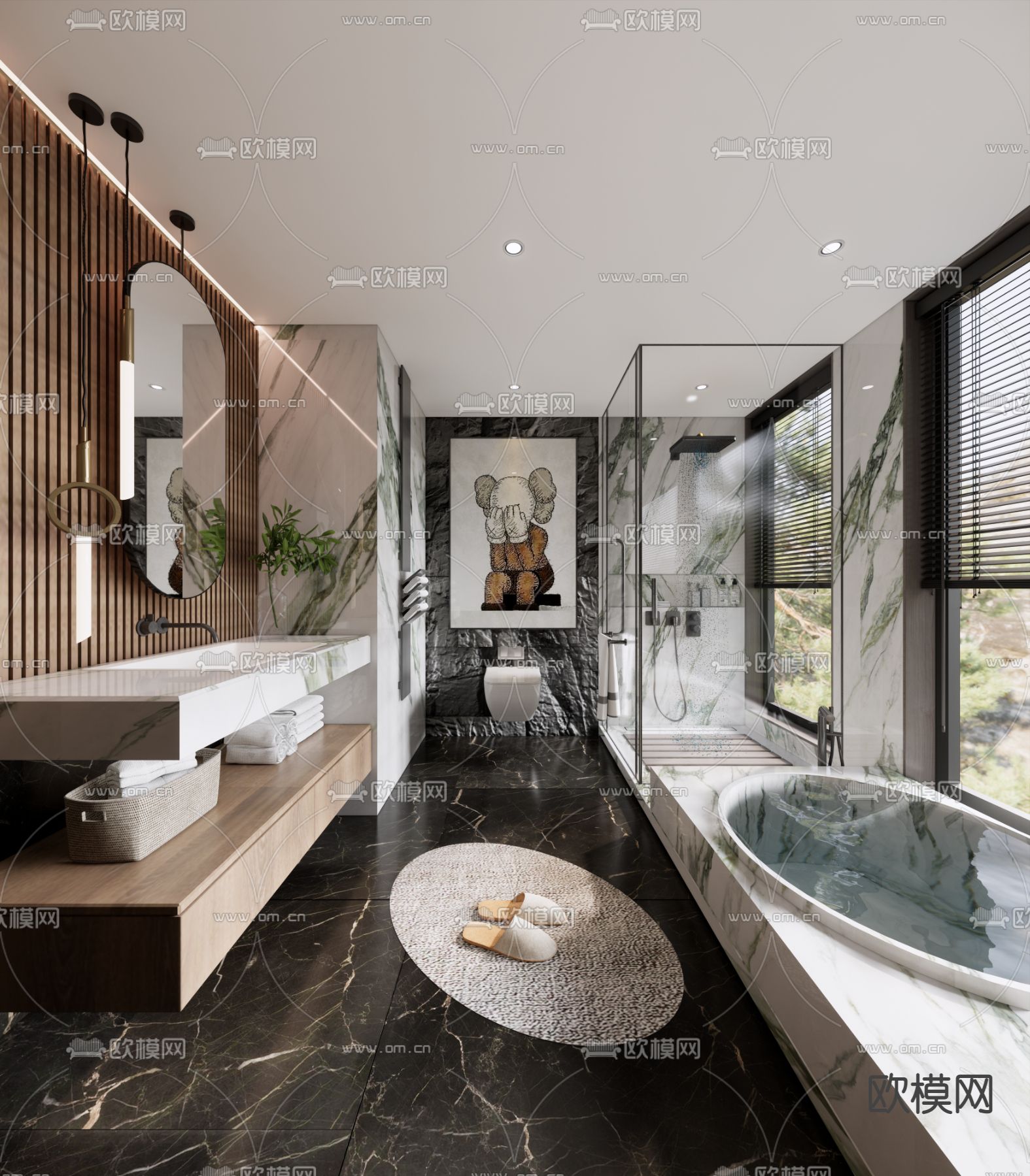 轻奢浴室 卫生间su模型下载