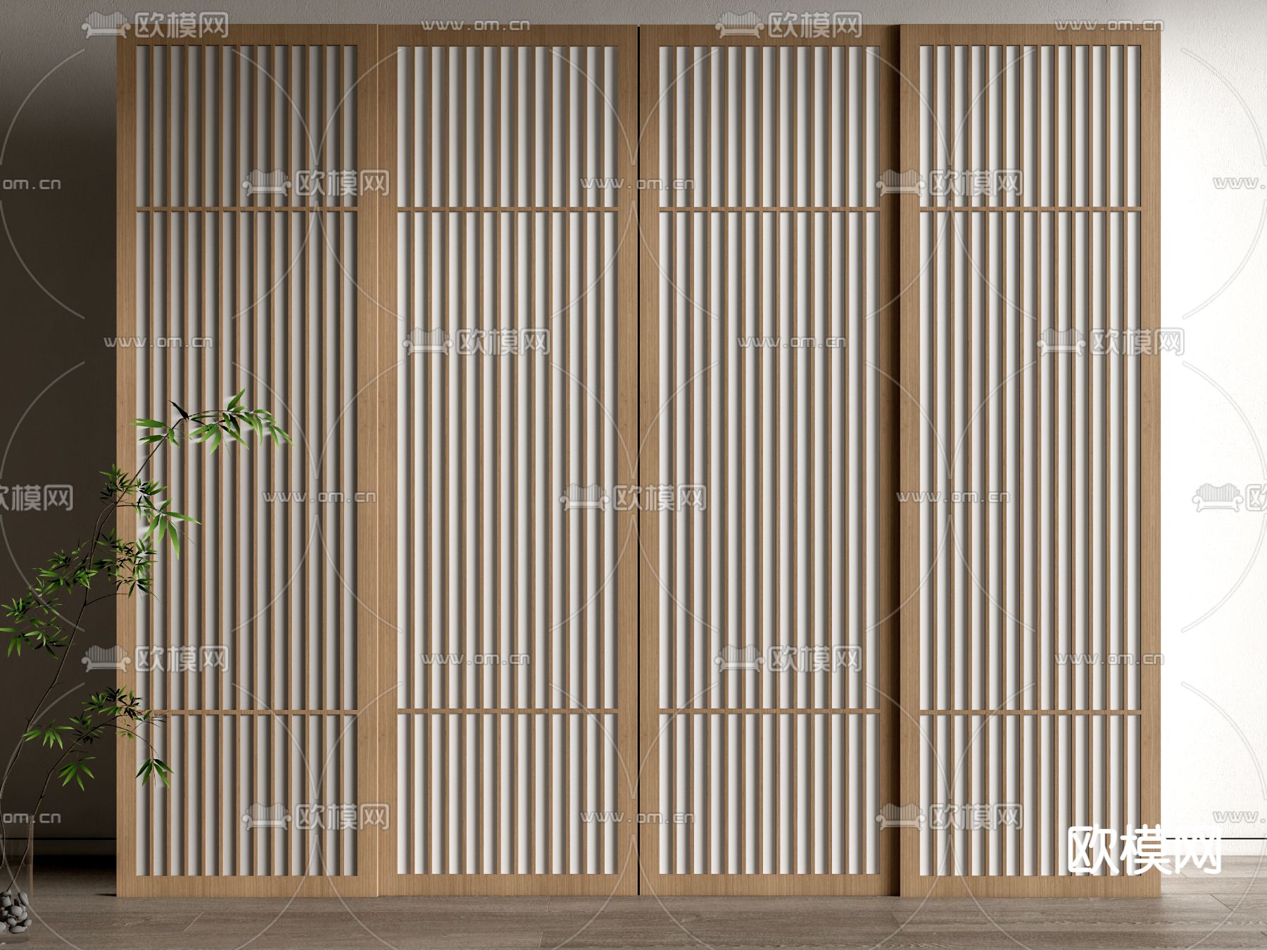 日式格栅衣柜su模型下载_ID12209740_sketchup模型下载-欧模网