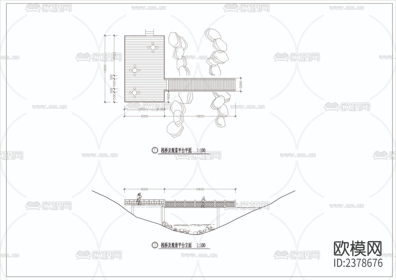 栈桥及观景平台CAD节点大样下载（渲染图3）