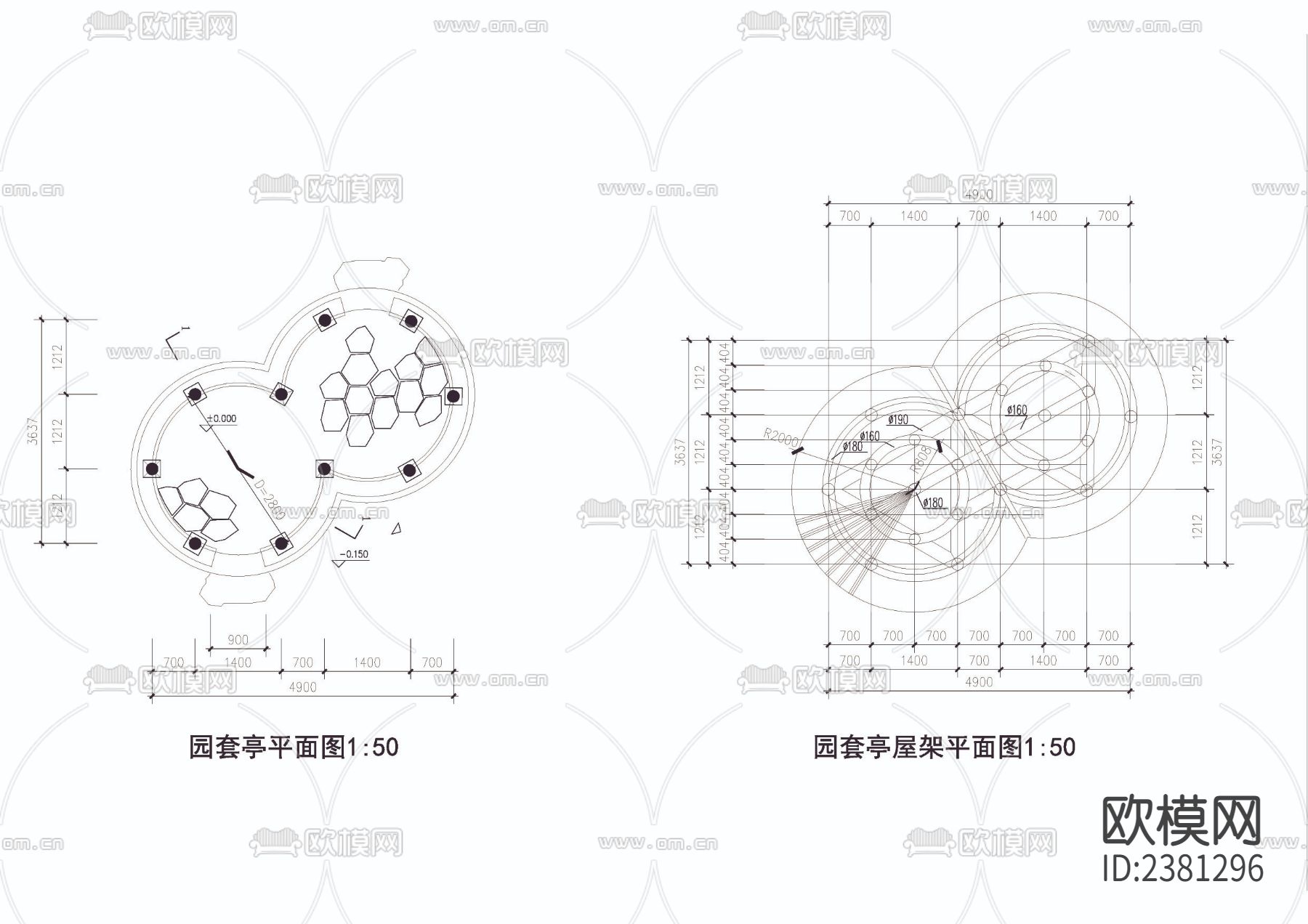 园套亭园亭cad大样图下载（渲染图3）