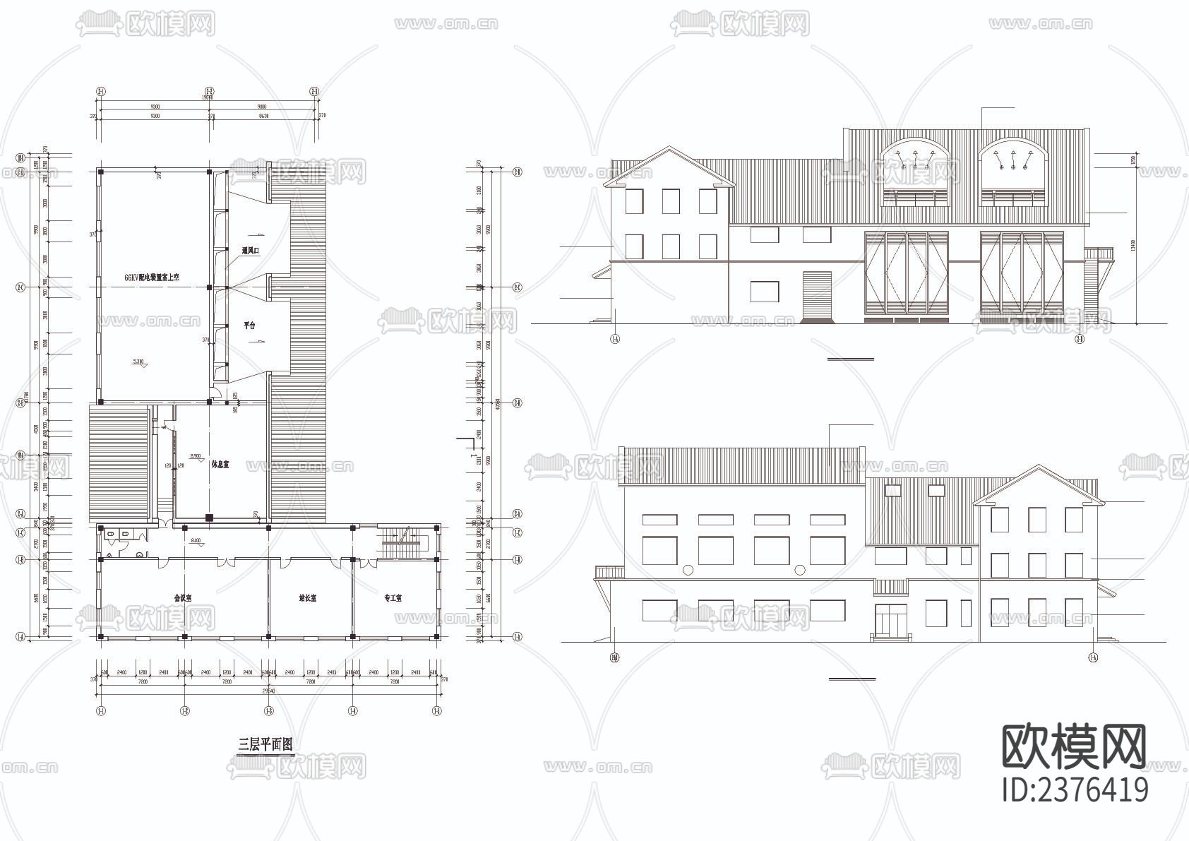 变电站CAD施工图下载（渲染图2）