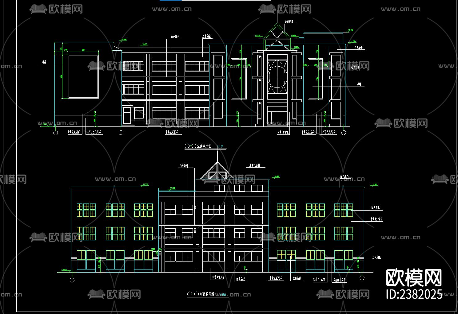 三层少儿图书馆建筑设计CAD施工图下载（渲染图2）