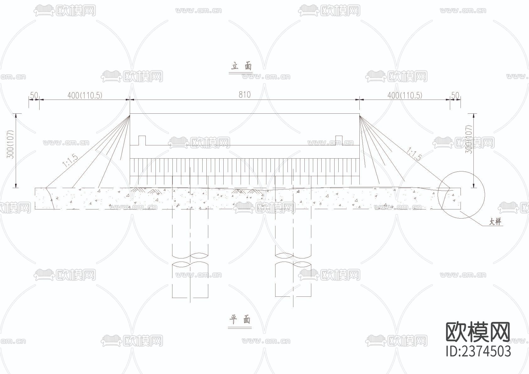 锥坡构造CAD施工图下载（渲染图2）