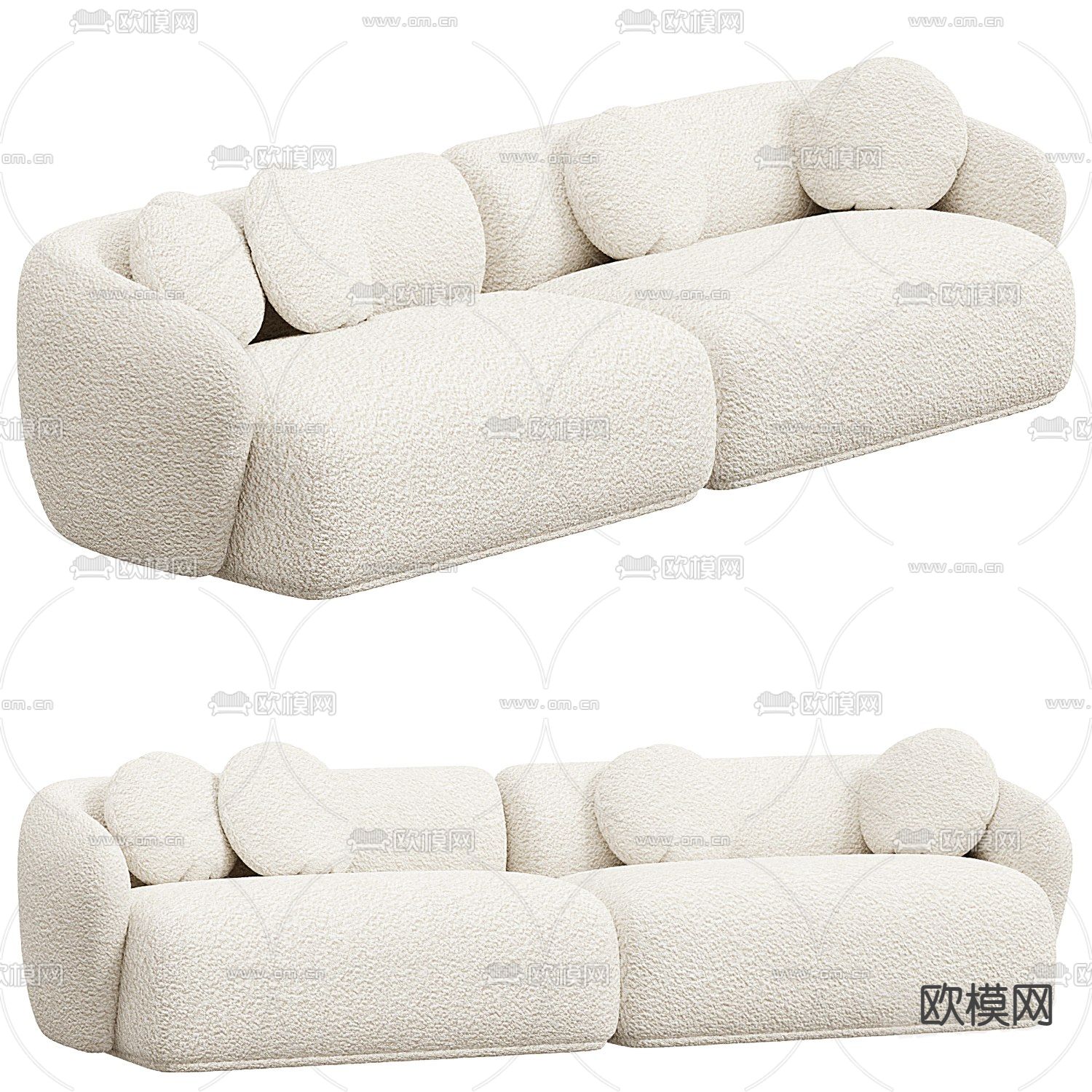 Arflex 双人沙发 软体沙发3d模型下载（渲染图1）