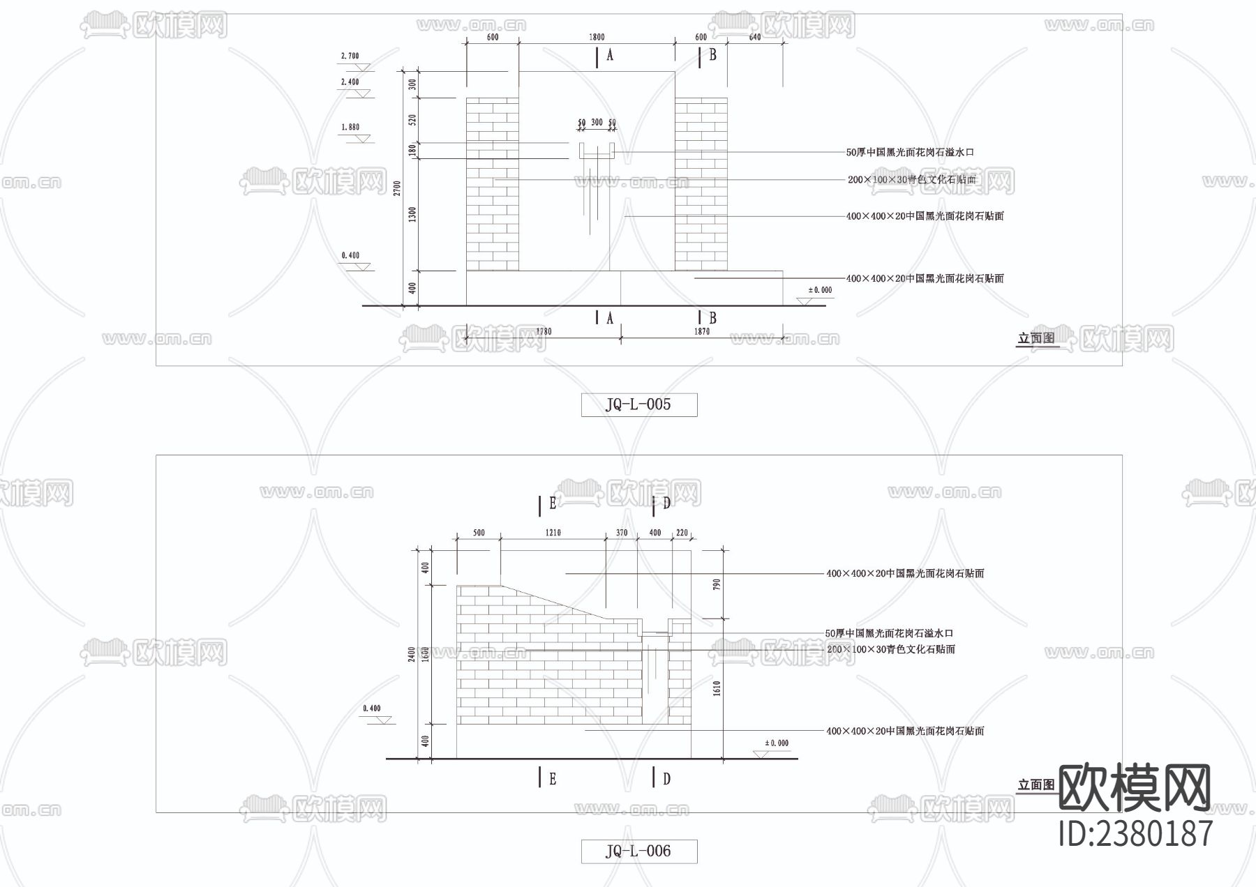 园亭景廊景墙花架CAD施工图下载（渲染图2）