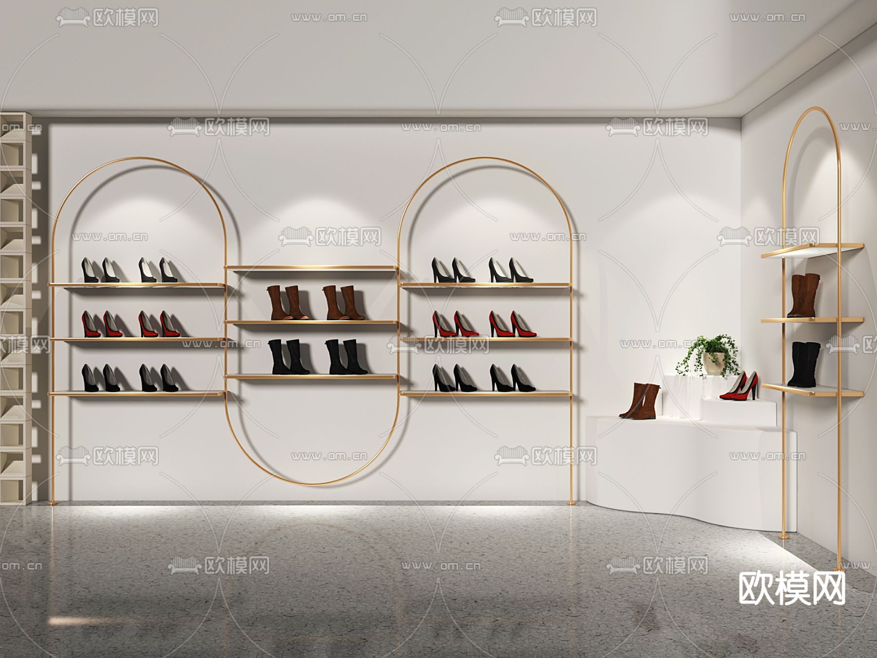 现代鞋店 鞋架su模型下载（渲染图2）