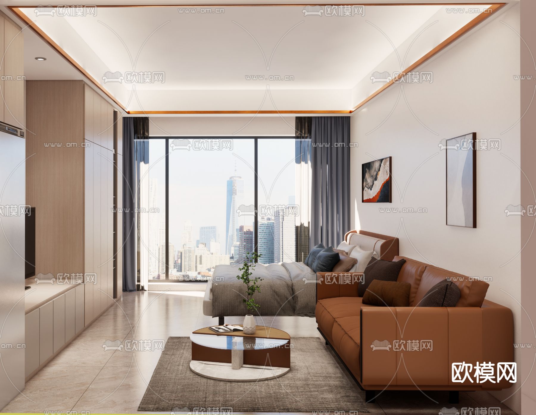 现代单身公寓su模型下载（渲染图1）