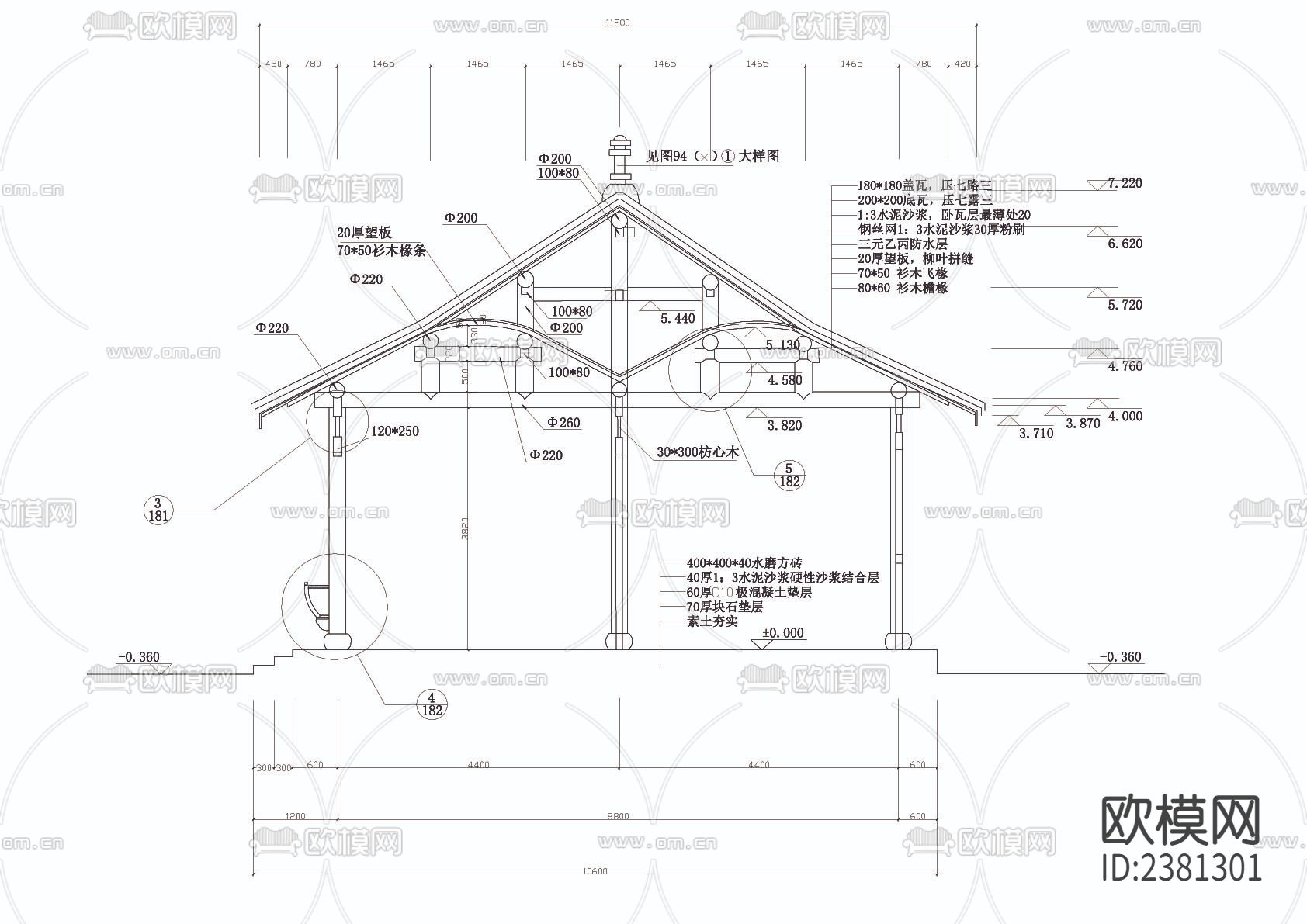 整套亭子cad大样图下载（渲染图3）