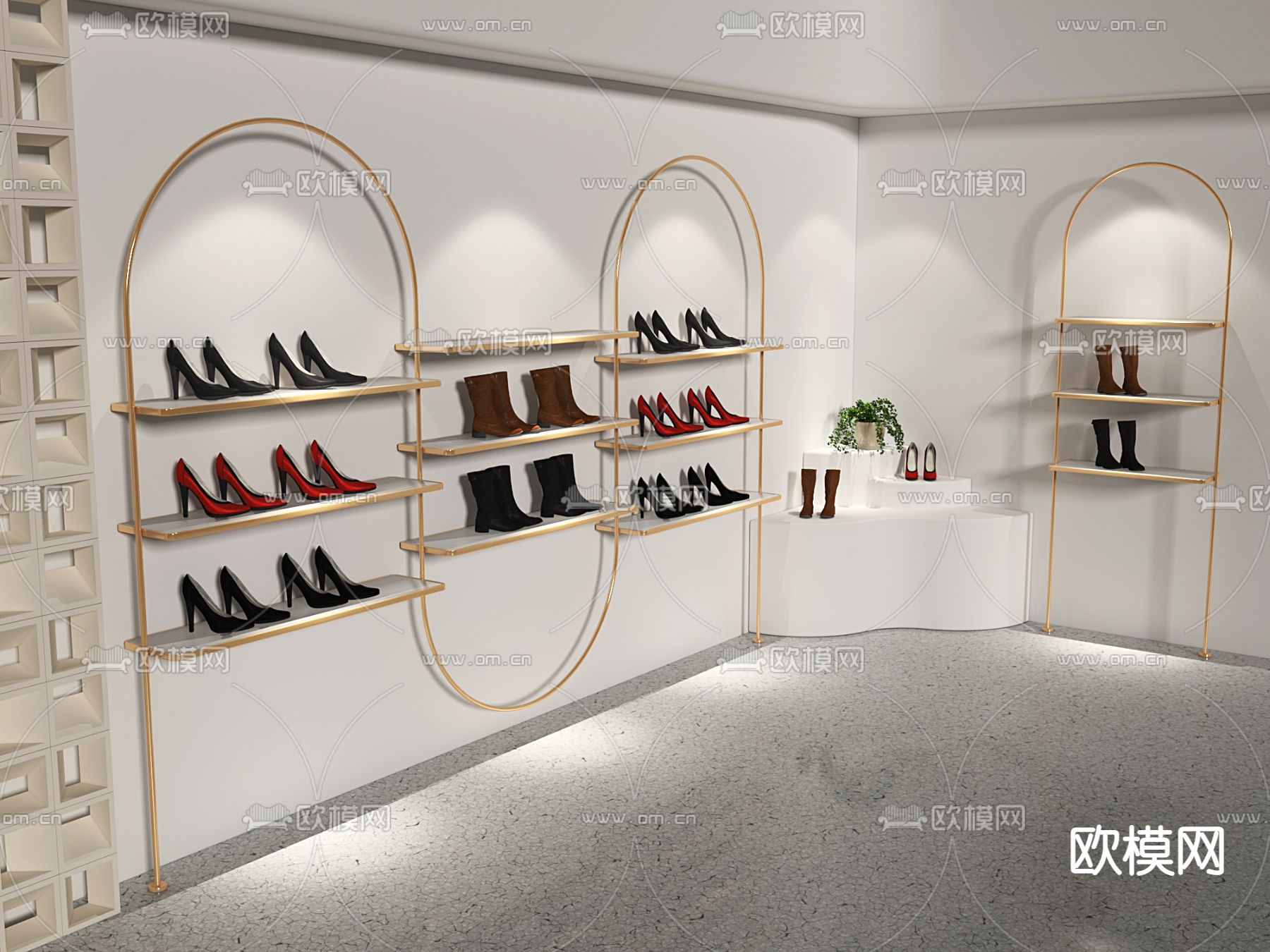现代鞋店 鞋架su模型下载（渲染图1）