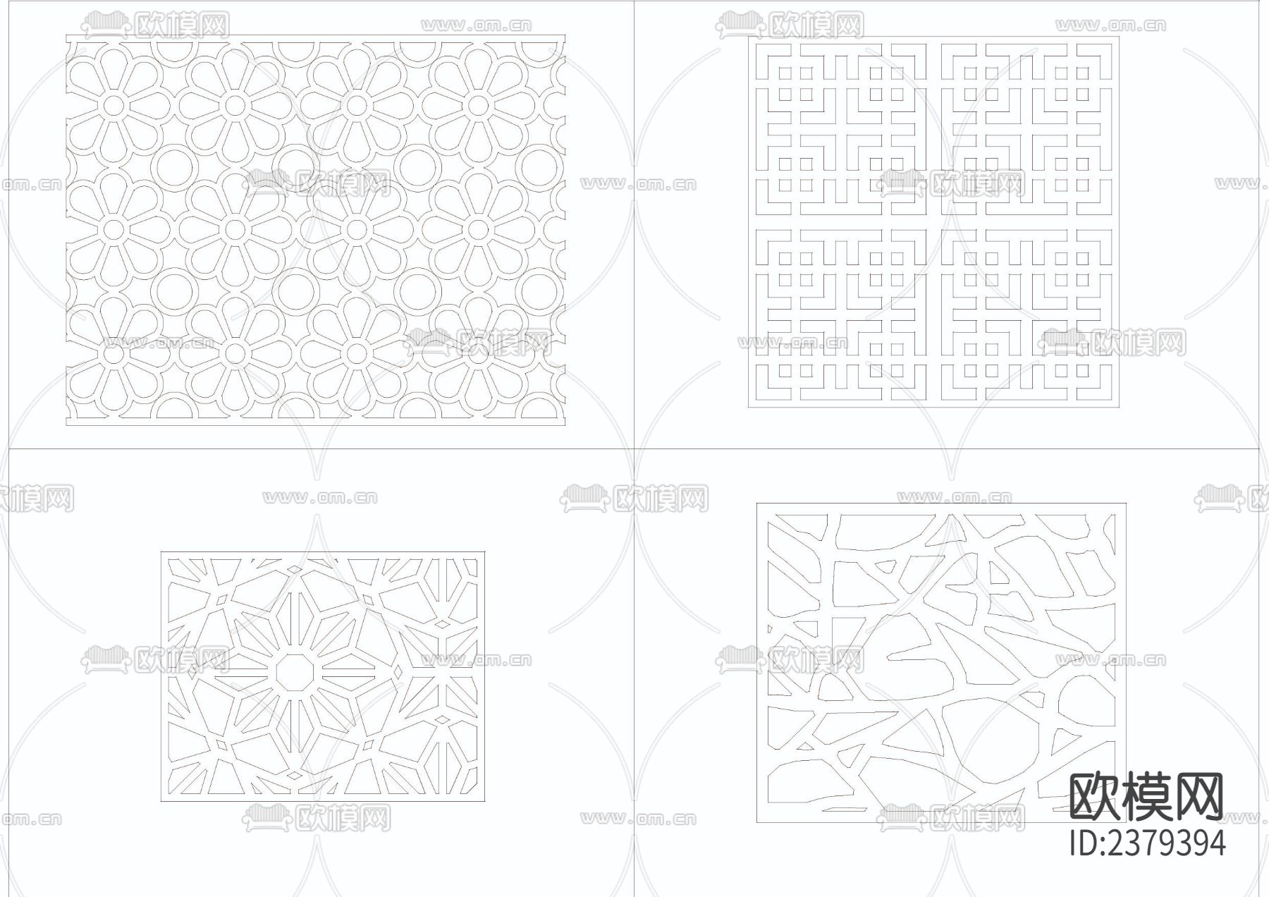 中式镂空栅格CAD图库下载（渲染图2）