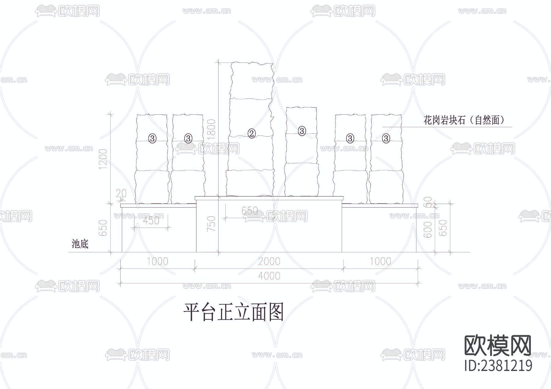水景墙cad大样图下载（渲染图4）