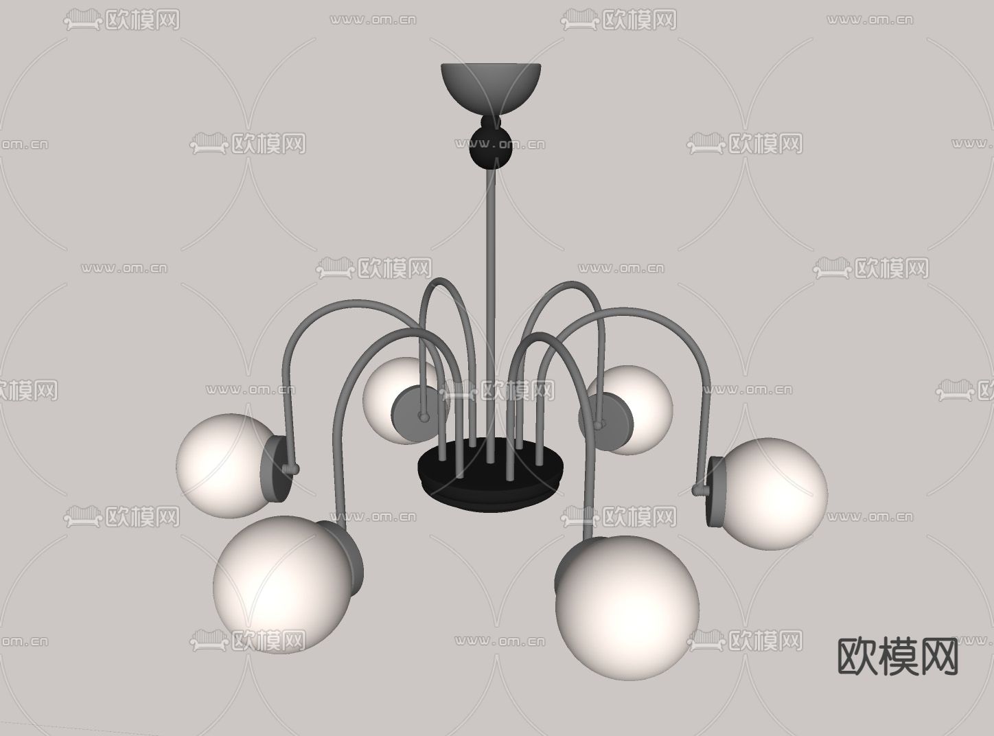 北欧多头吊灯su模型下载（渲染图2）