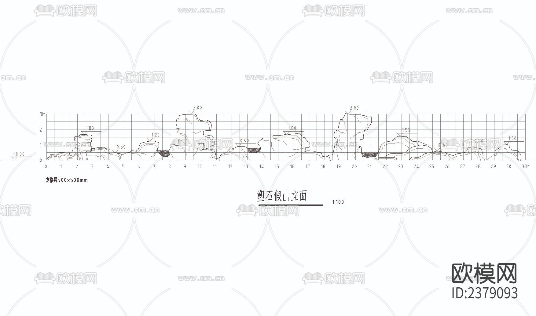 塑石假山节点大样下载（渲染图2）