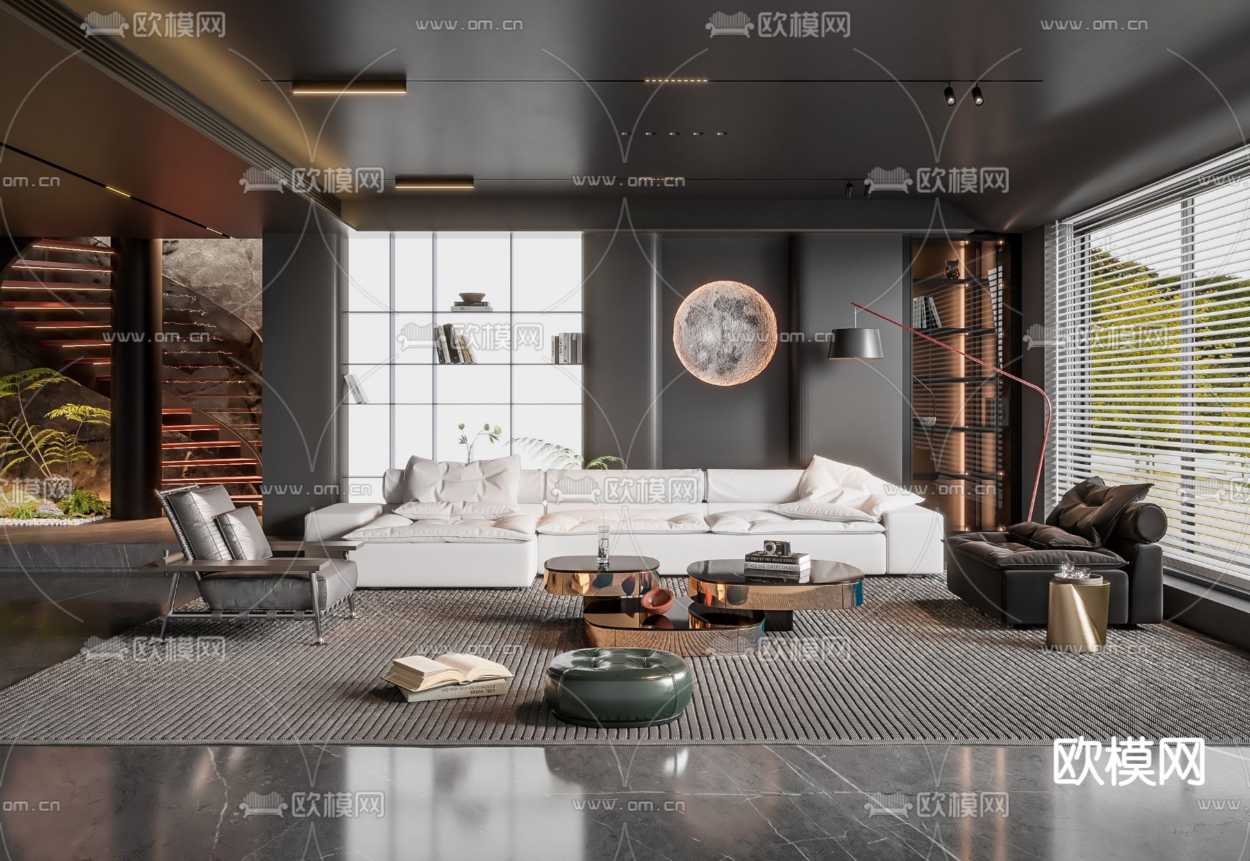 现代客厅su模型下载_ID12207997_sketchup模型下载-欧模网