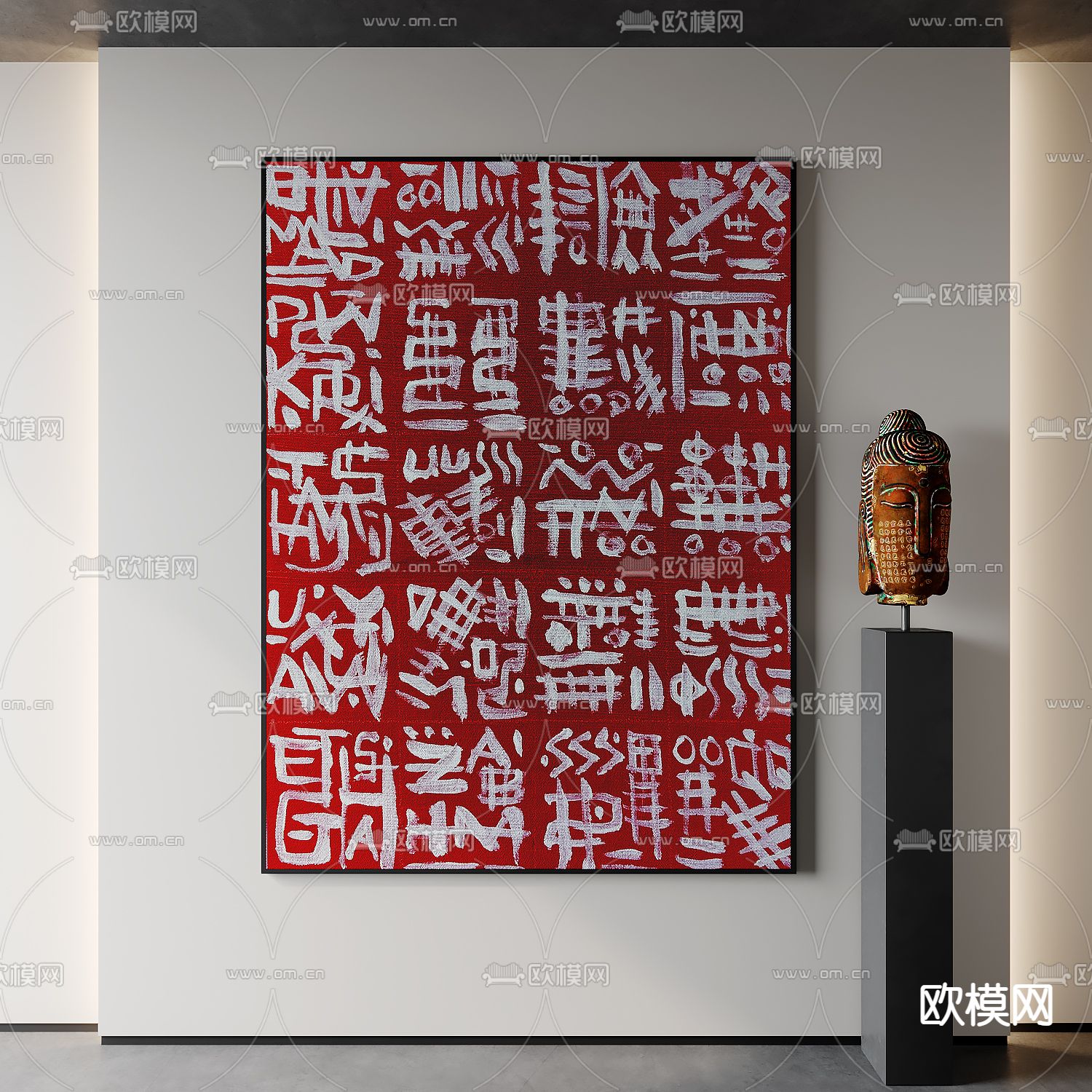 新中式装饰画su模型下载（渲染图1）