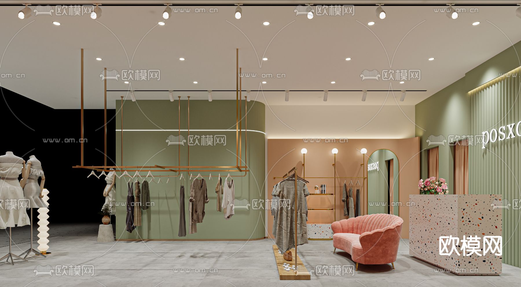 现代服装店 女装店3d模型下载（渲染图3）