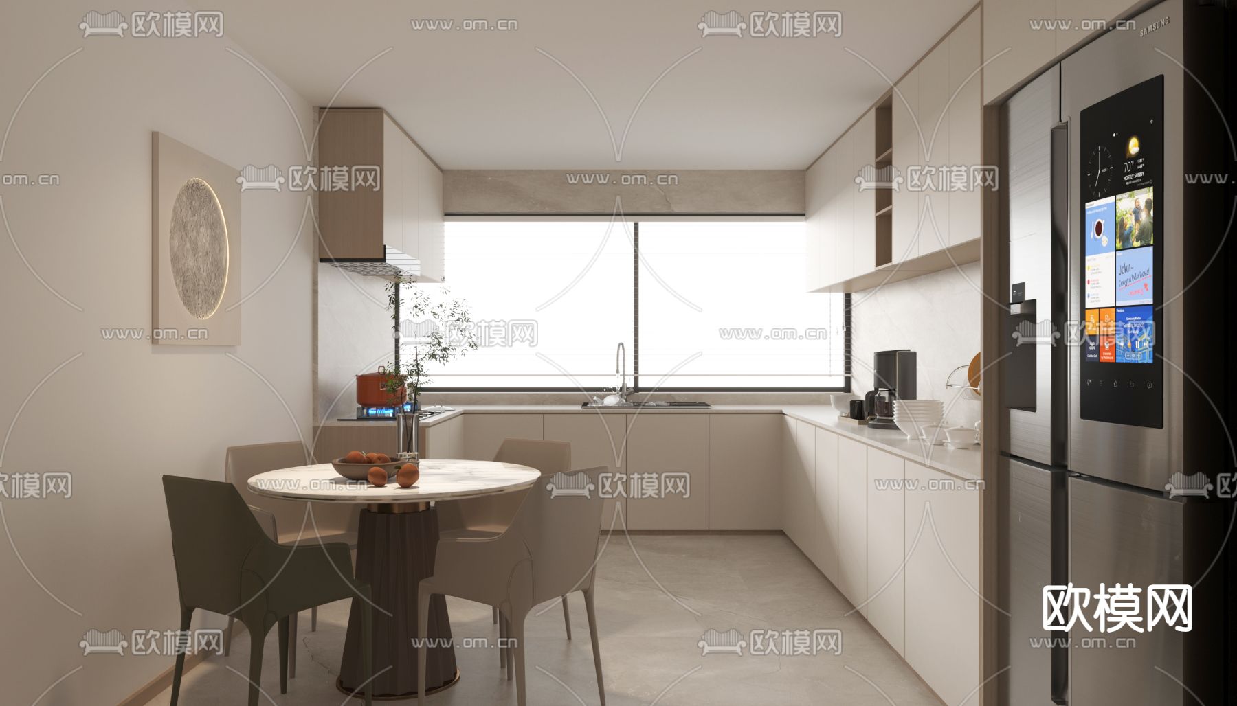 现代客餐厅免费3d模型下载（渲染图2）