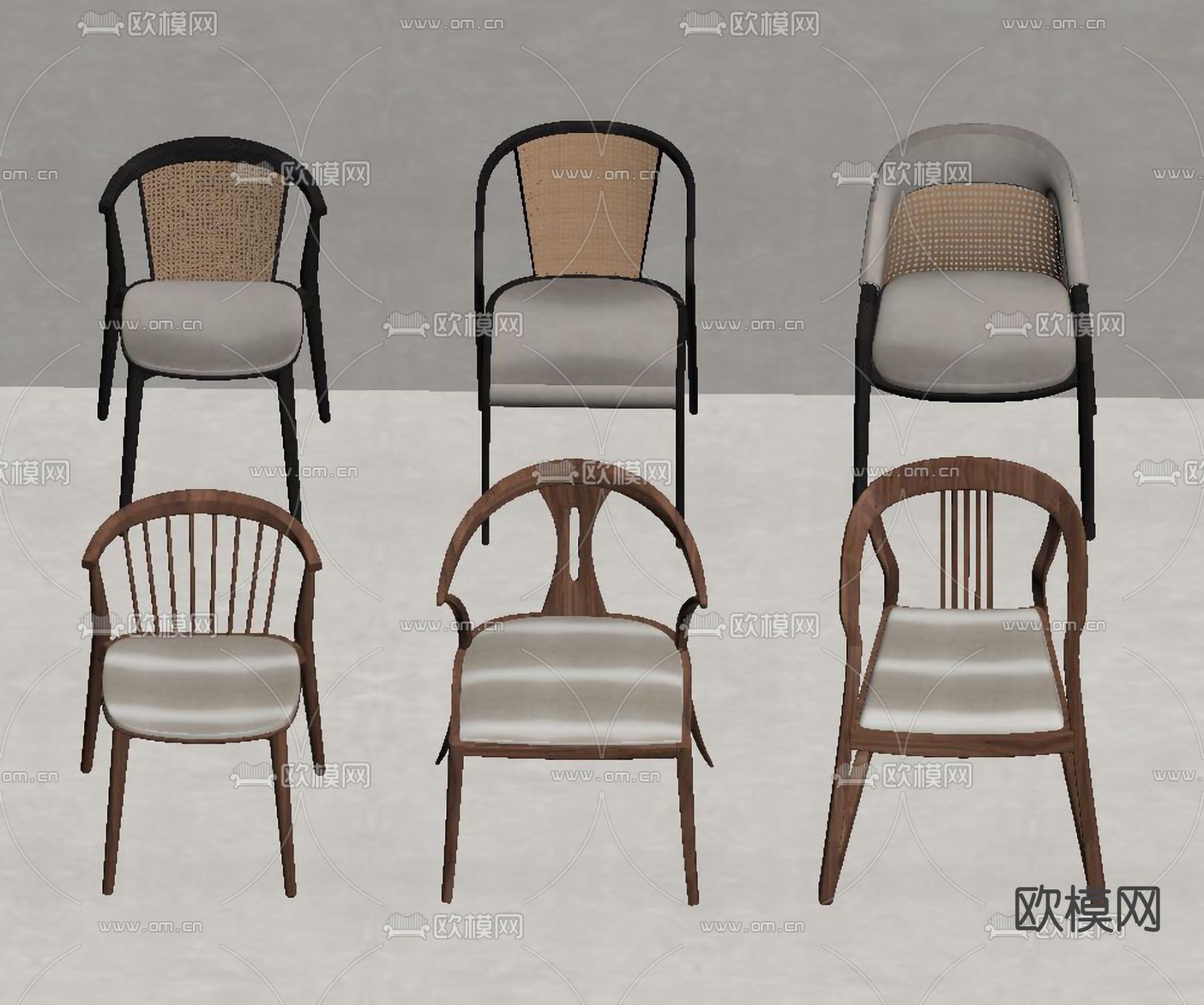 新中式单人椅子su模型下载（渲染图2）