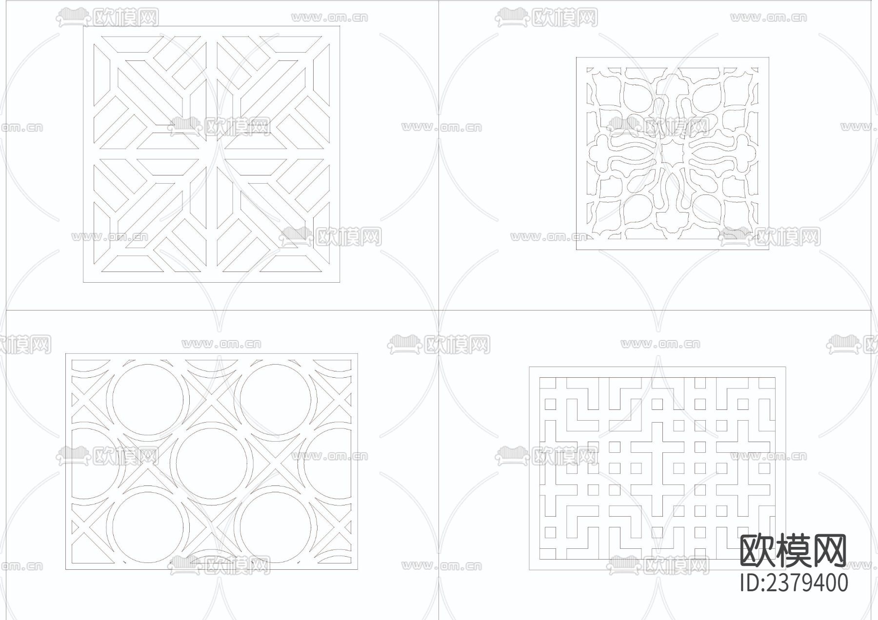 中式镂空栅格CAD图库下载（渲染图4）
