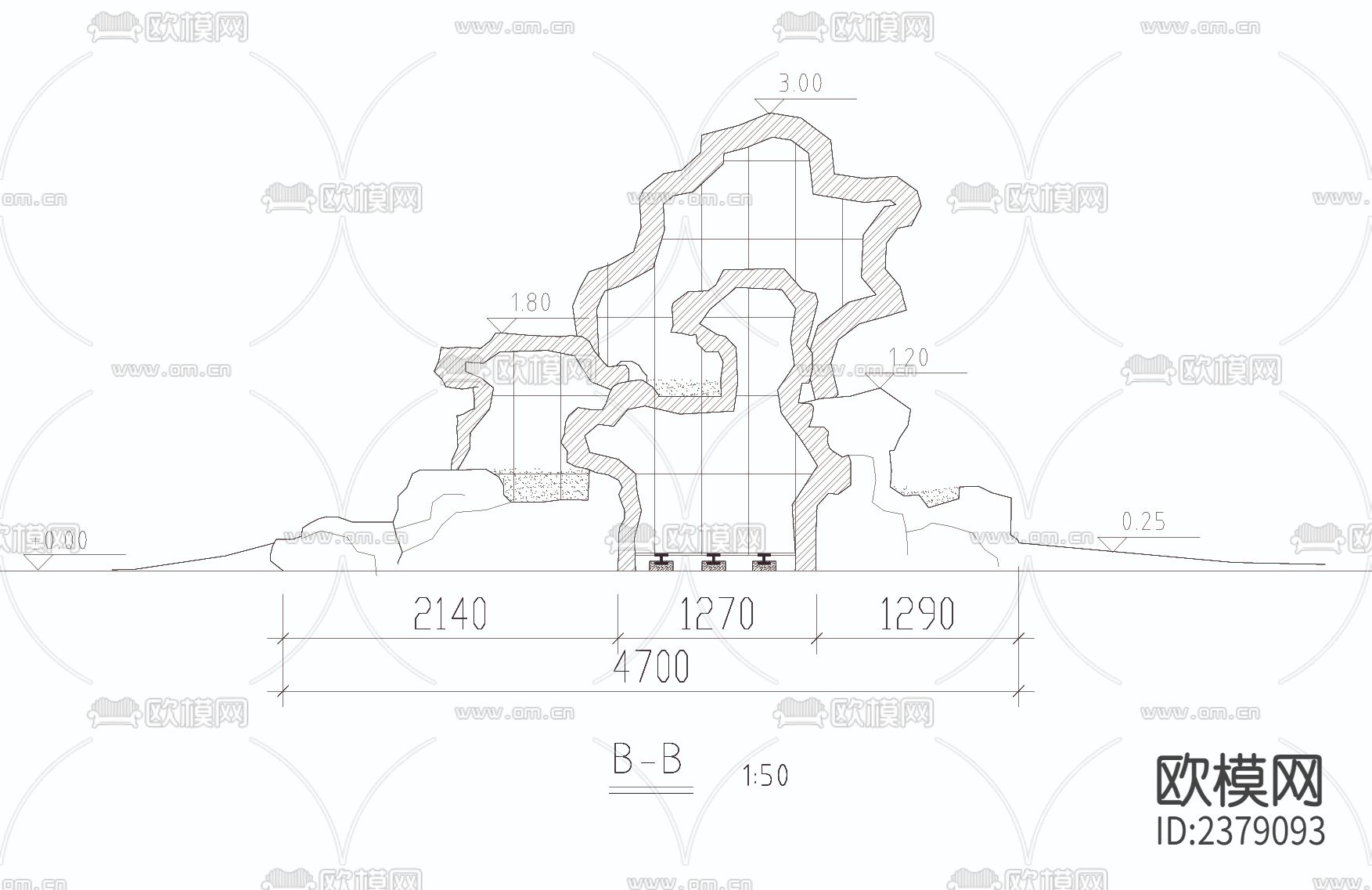 塑石假山节点大样下载（渲染图4）