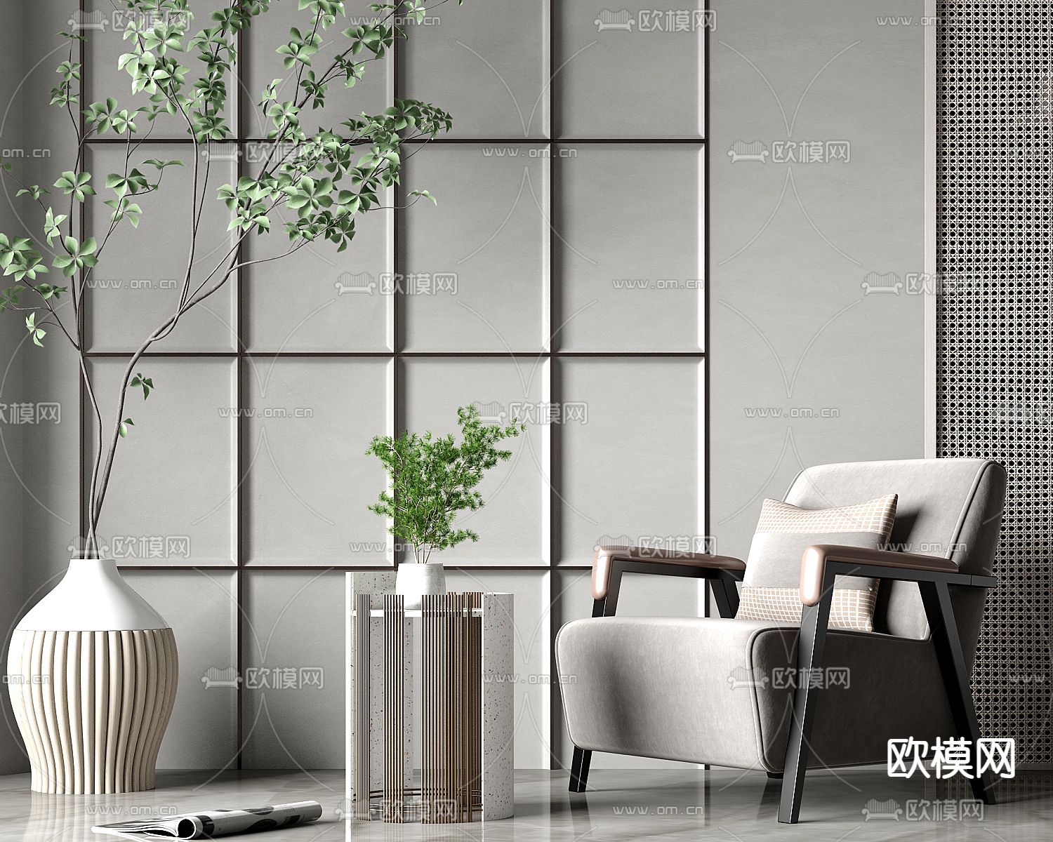 轻奢休闲桌椅3d模型下载