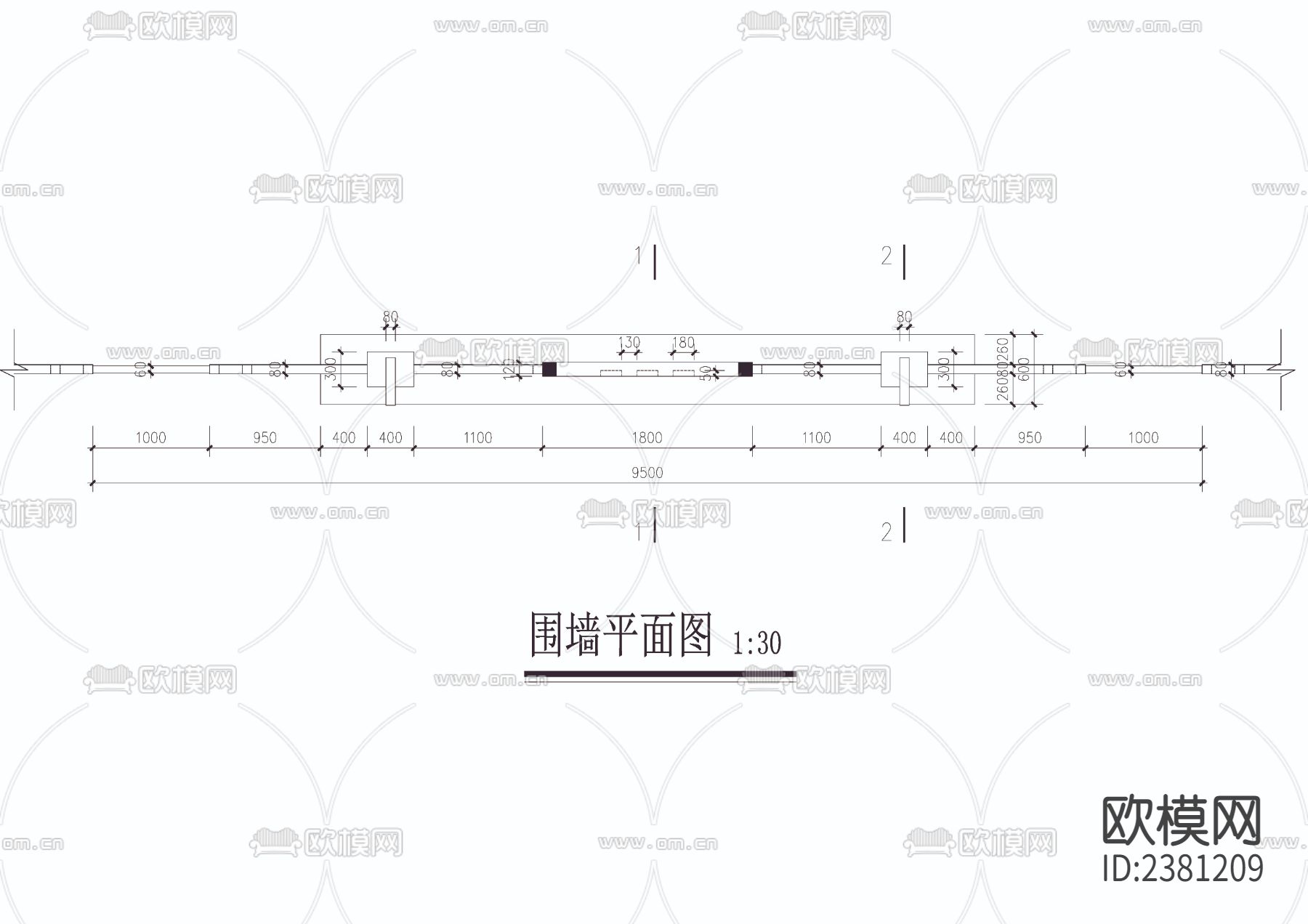 围墙cad大样图下载（渲染图3）