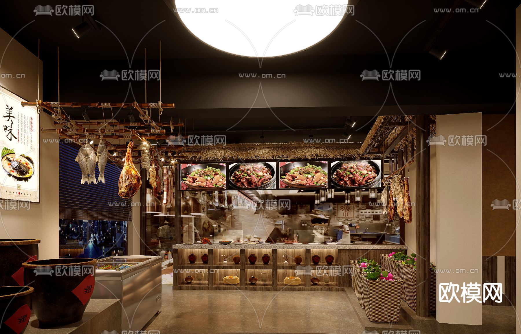 农家乐餐厅 中餐厅3d模型下载