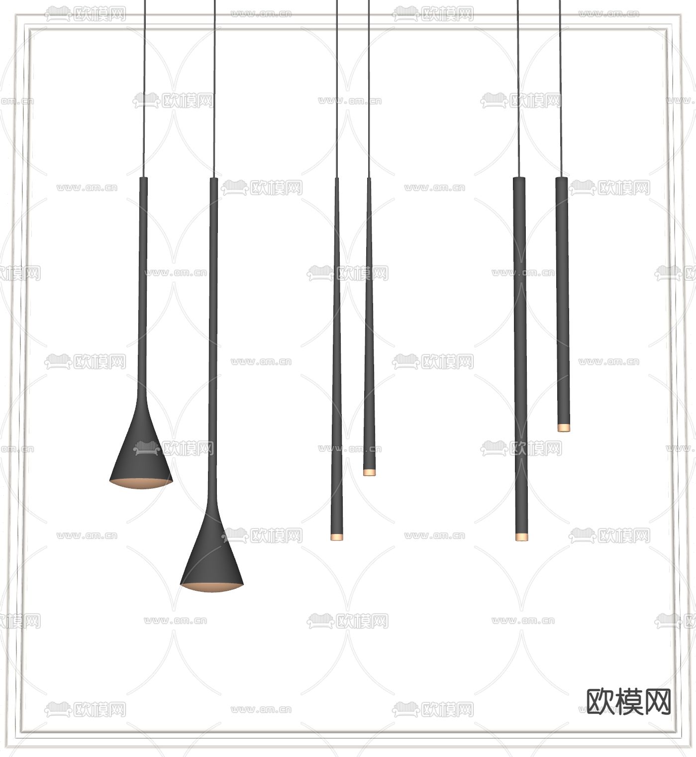 现代吊灯su模型下载（渲染图2）