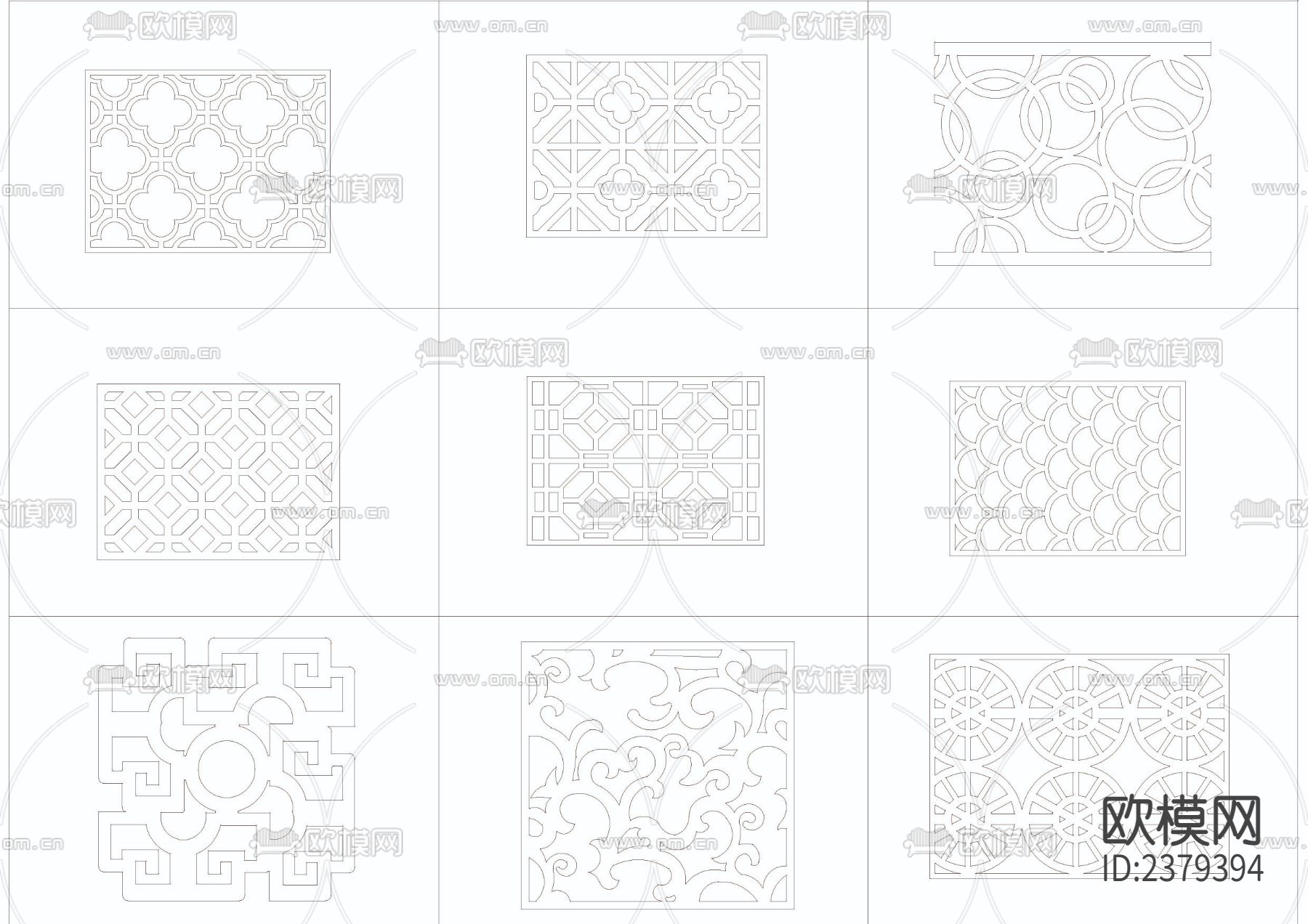 中式镂空栅格CAD图库下载（渲染图3）