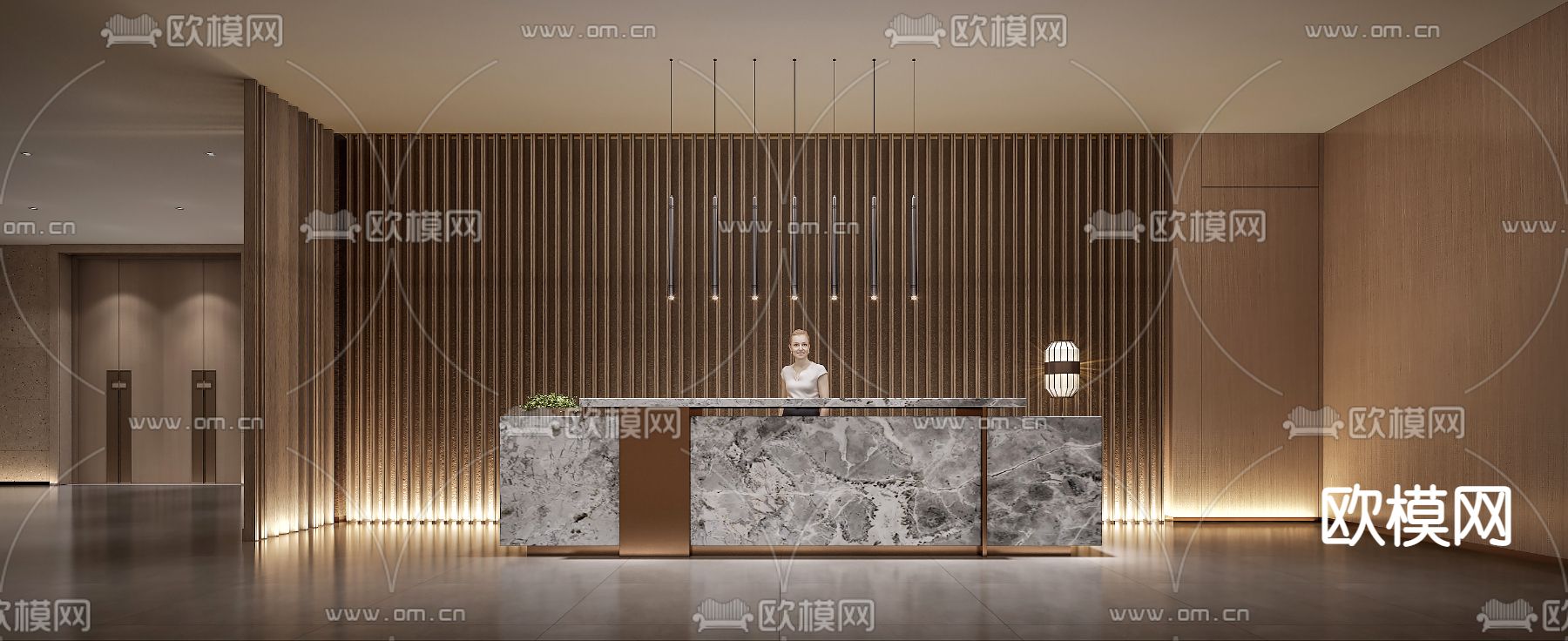 现代前台接待3d模型下载