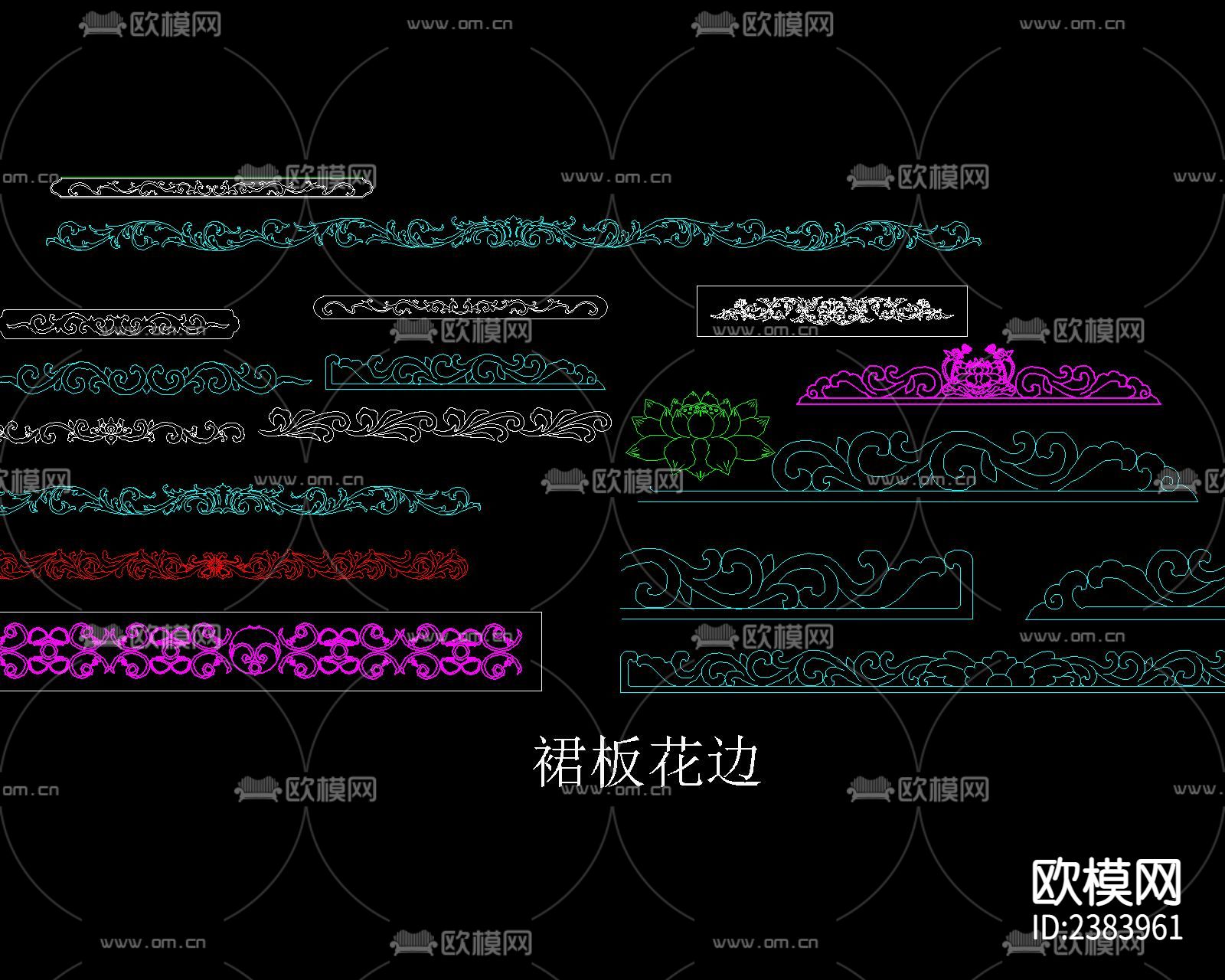 中式古典雕花图案CAD施工图下载（渲染图4）