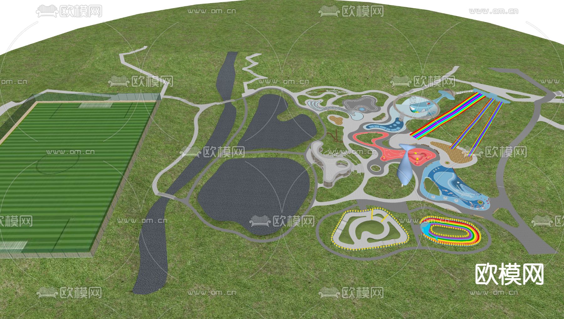 现代儿童游乐园su模型下载（渲染图3）