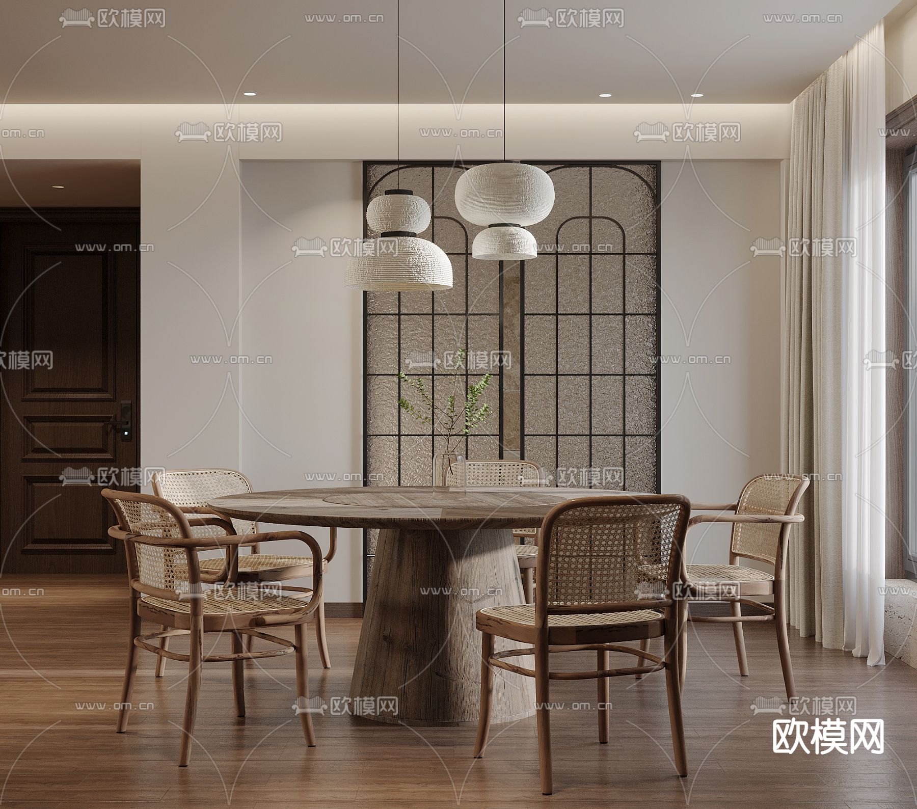 侘寂家居餐厅3D模型下载（渲染图1）