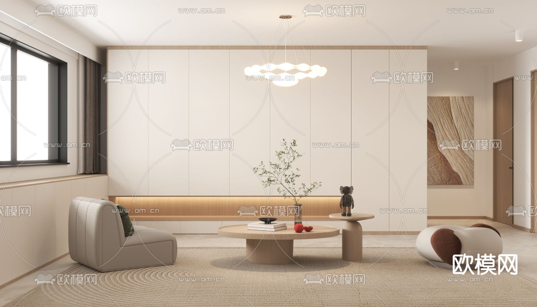 现代客餐厅免费3d模型下载（渲染图3）