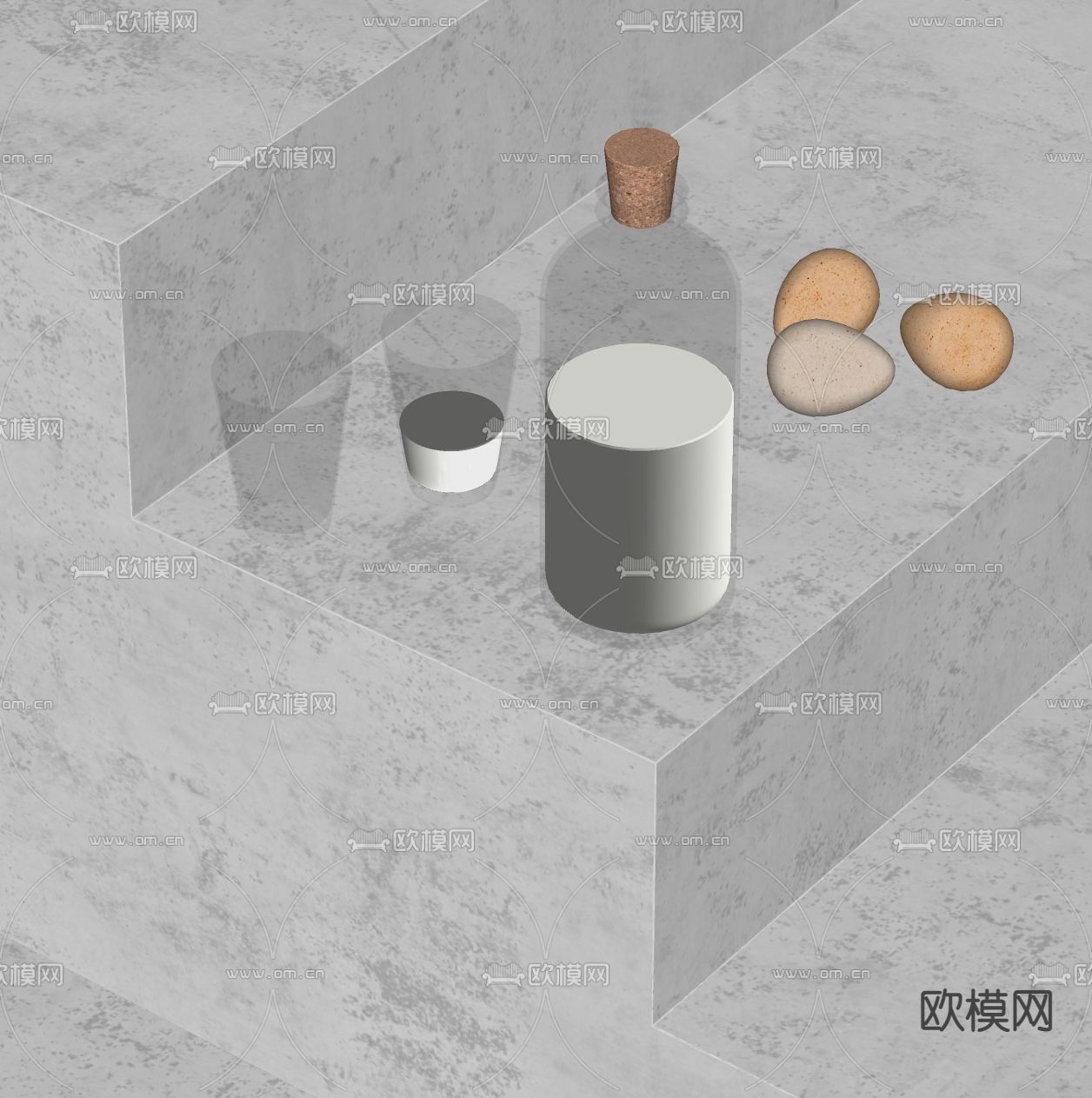 玻璃瓶 杯子 鸡蛋su模型下载（渲染图2）