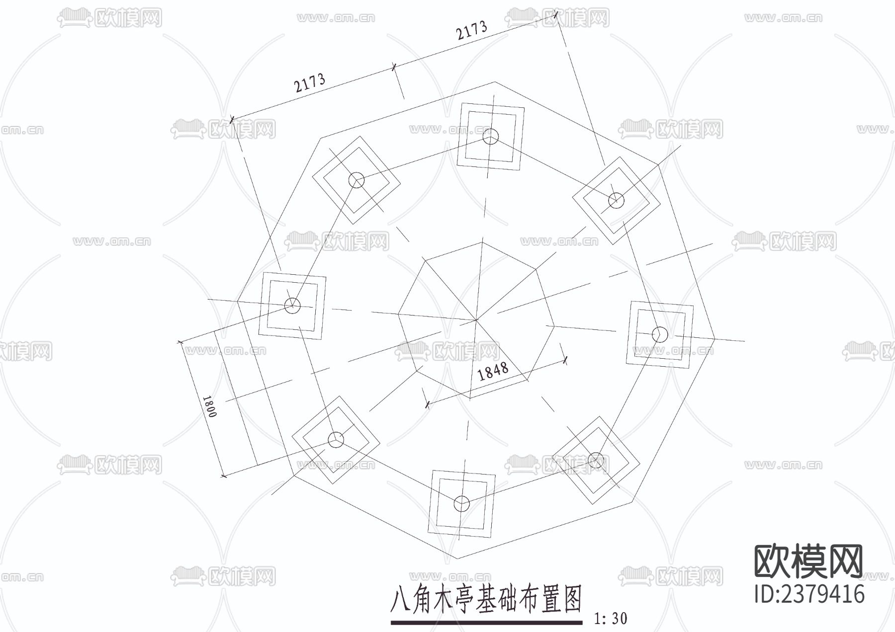 八角木亭CAD节点大样下载（渲染图2）