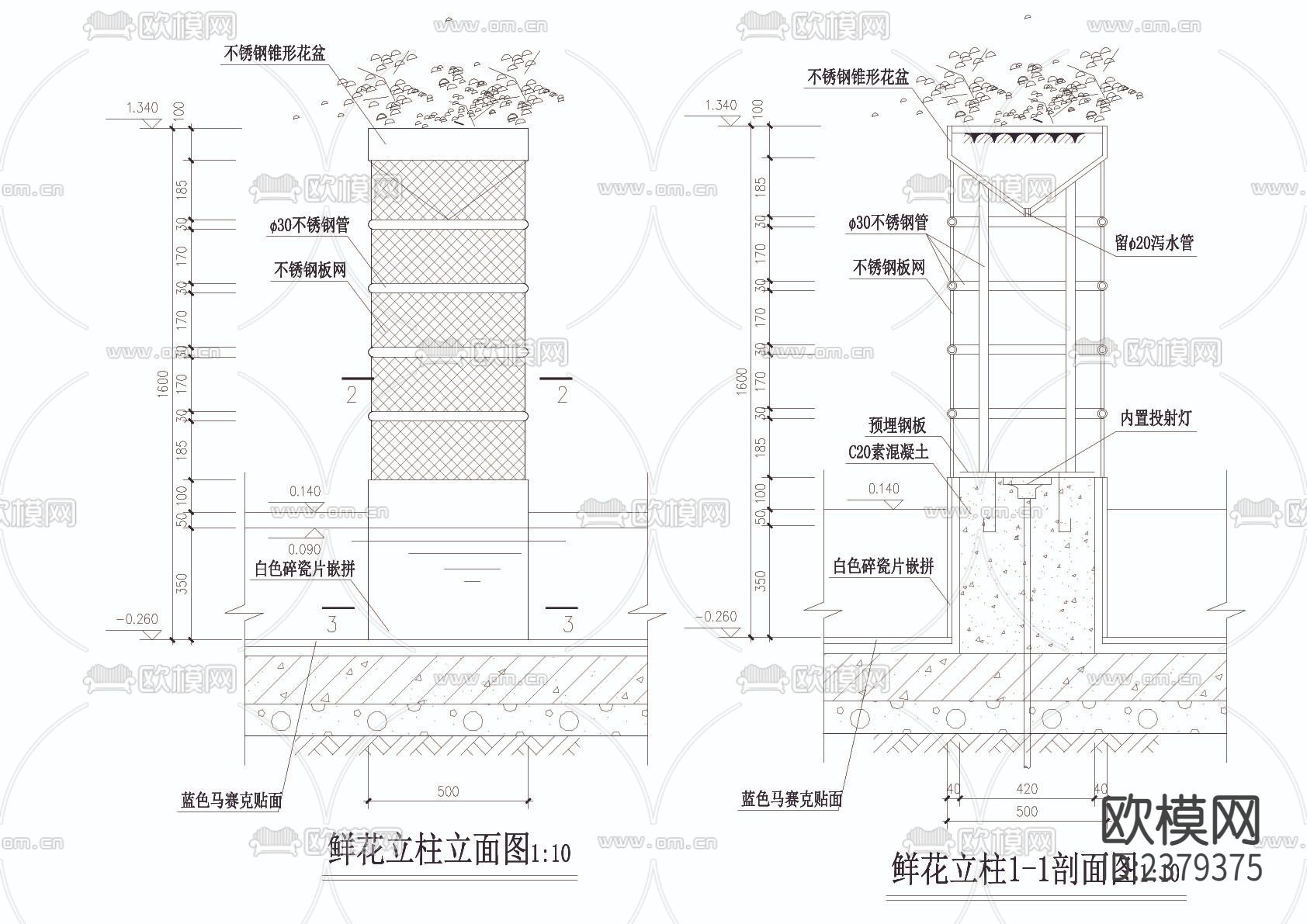 雕塑细部CAD节点大样下载（渲染图2）