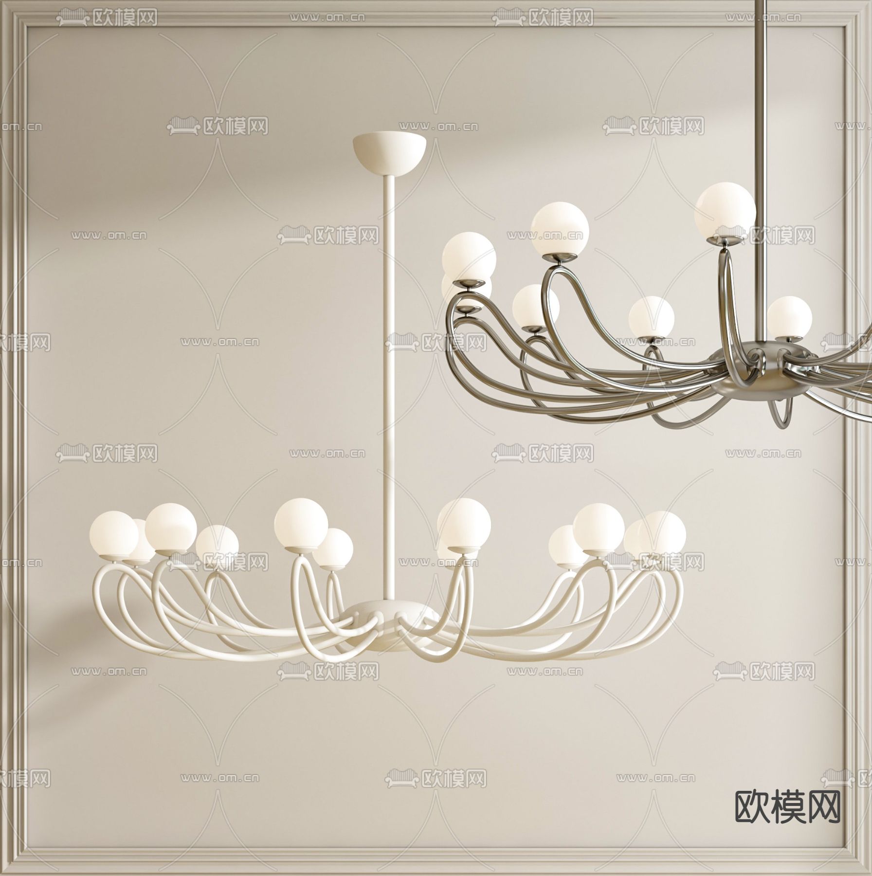 现代多头吊灯su模型