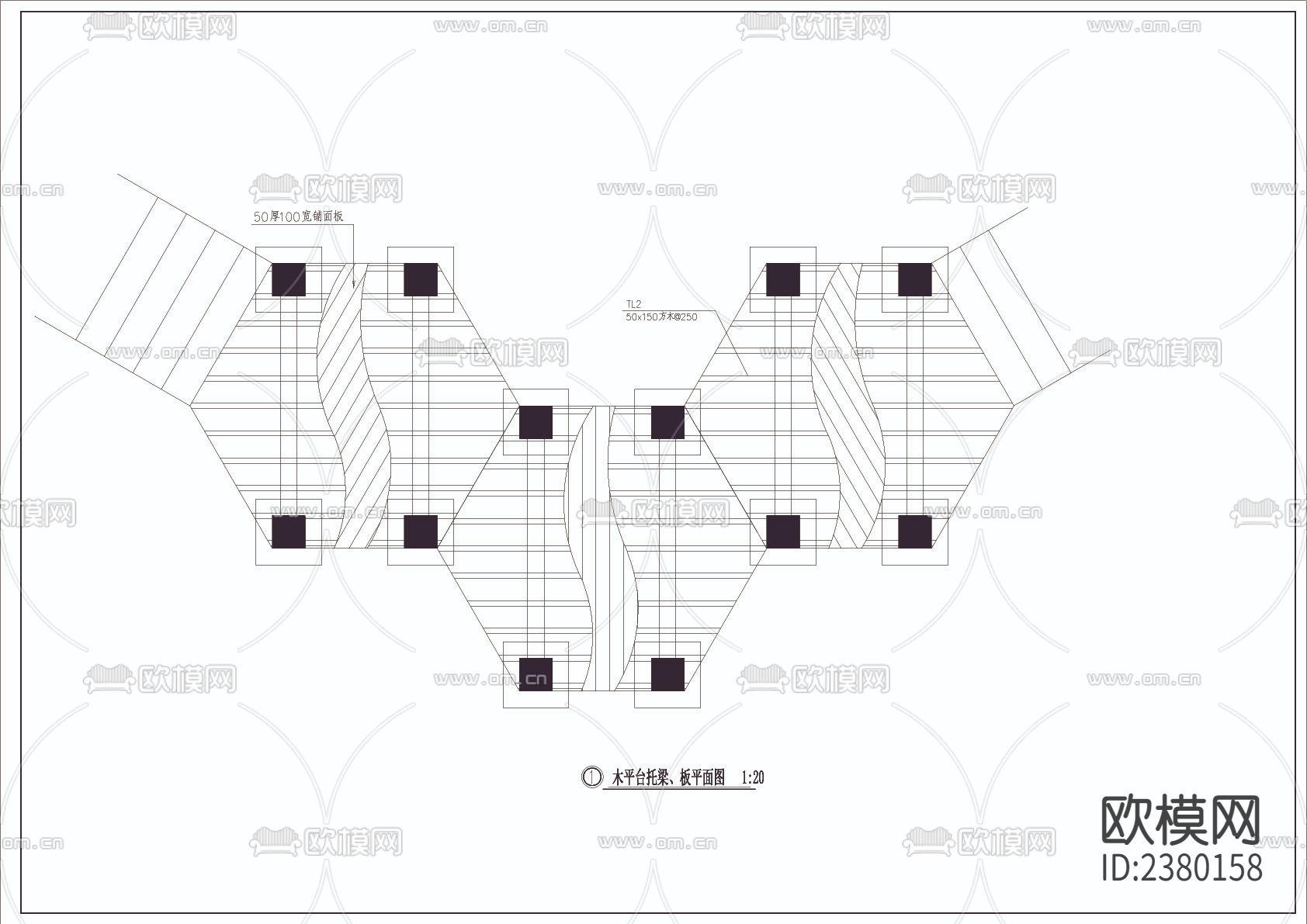 六角形组合木平台节点大样下载（渲染图5）