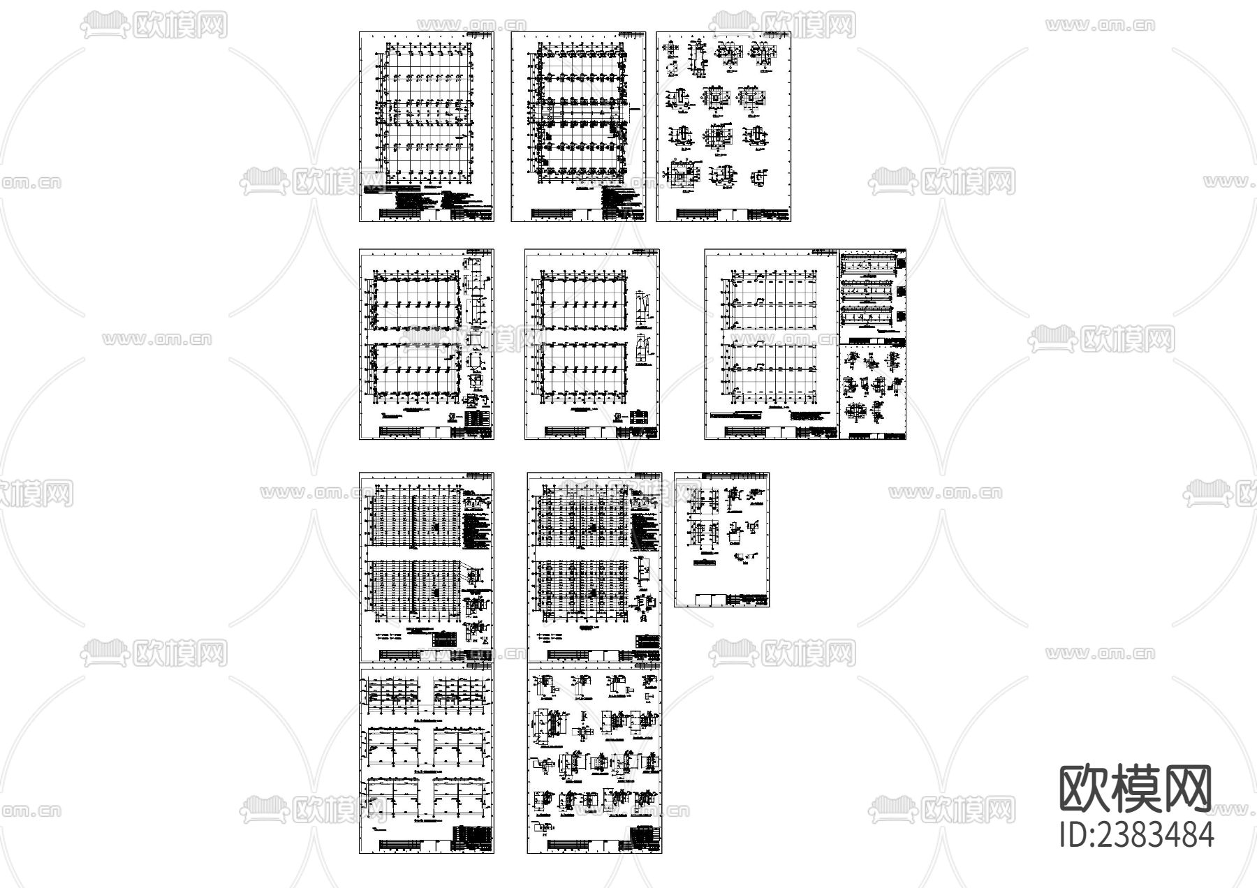 大型厂房结构CAD施工图下载（渲染图3）
