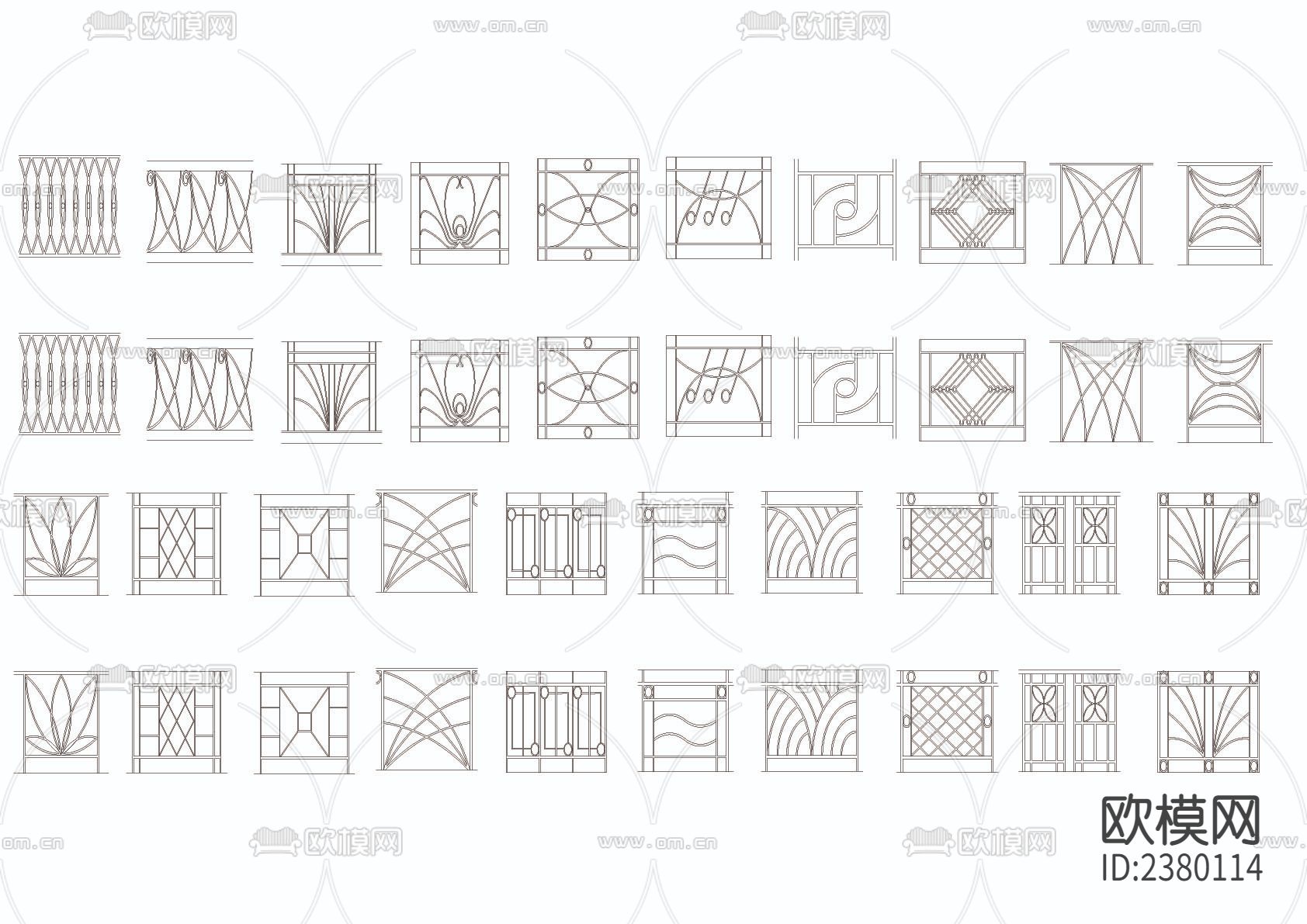 N种栏杆立面节点大样下载（渲染图1）