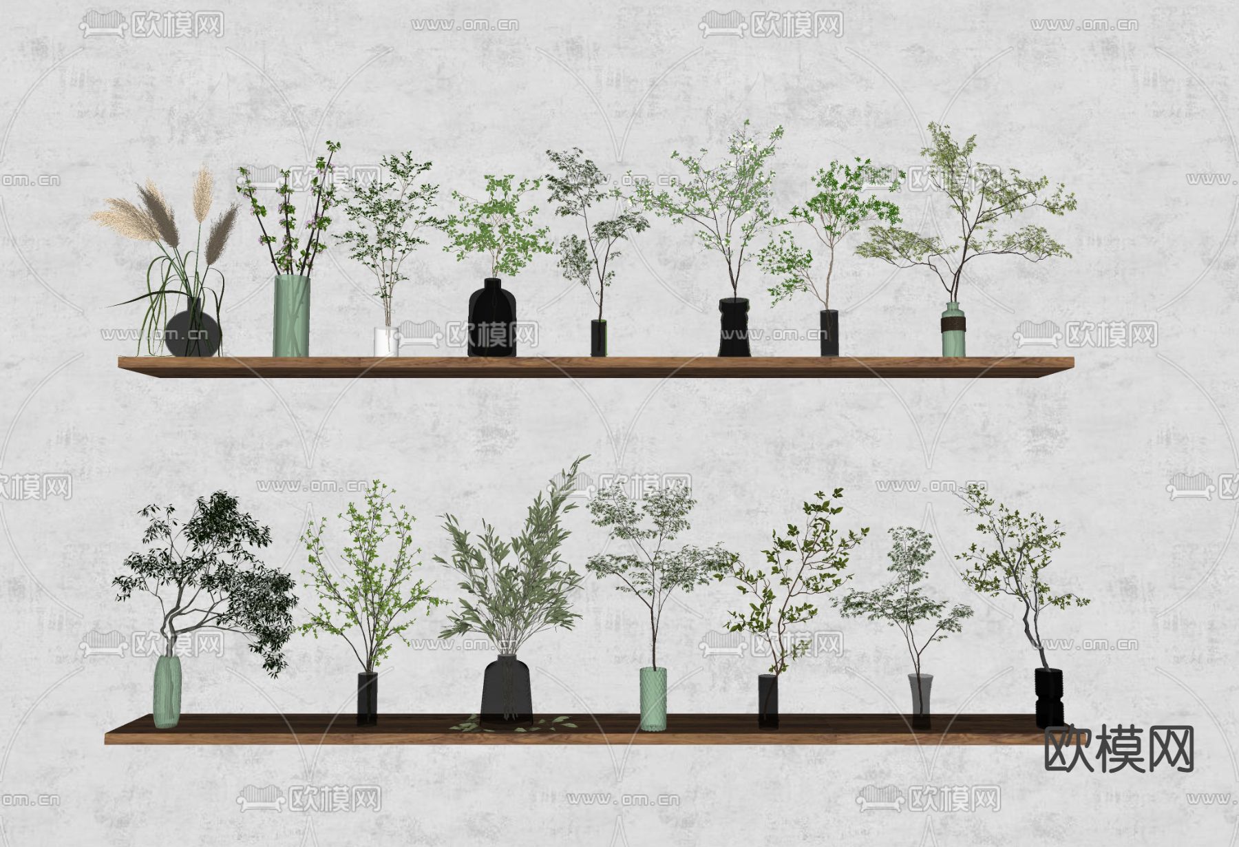 现代水生绿植花瓶花艺su模型下载（渲染图2）