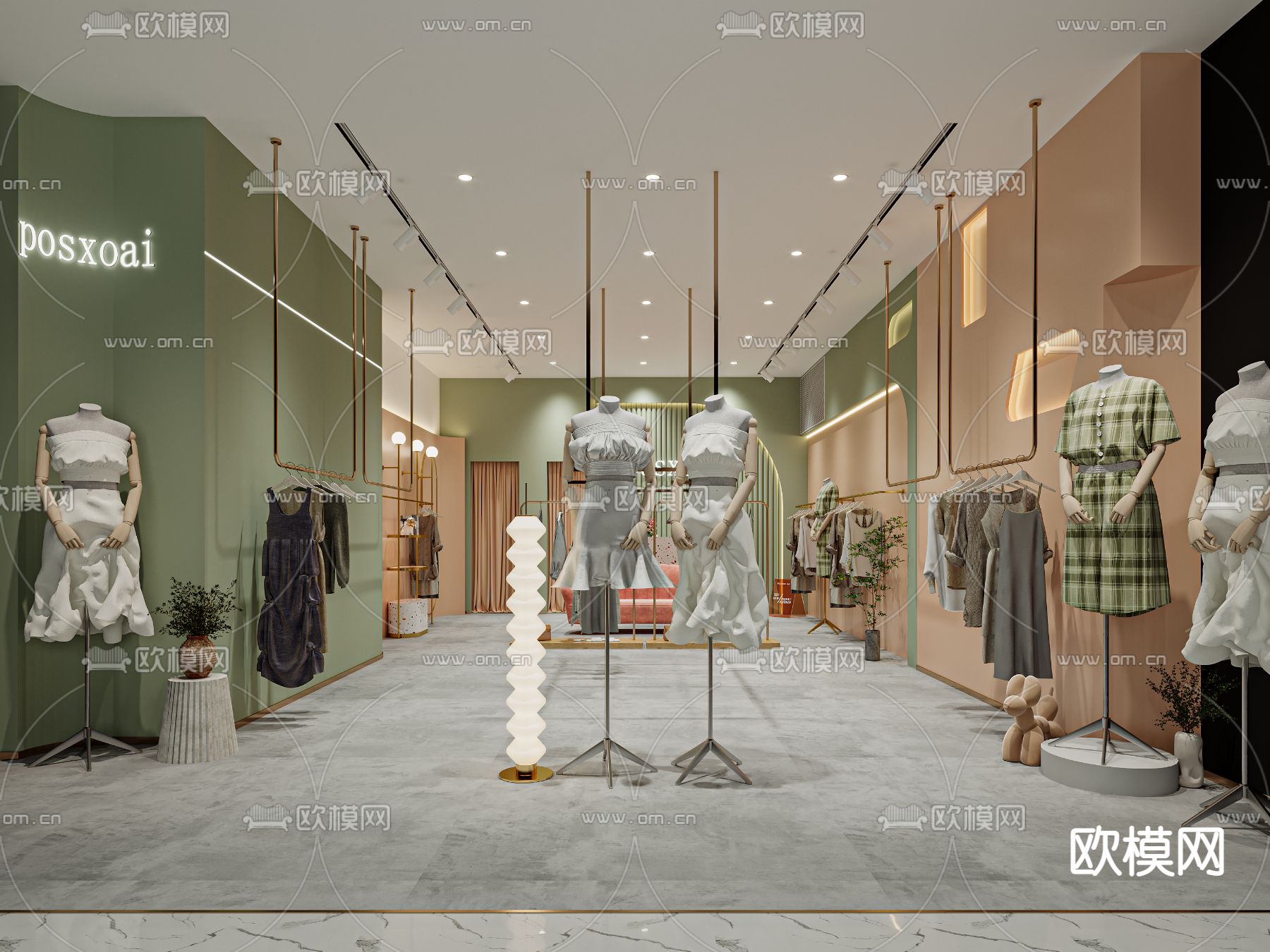 现代服装店 女装店3d模型下载（渲染图1）