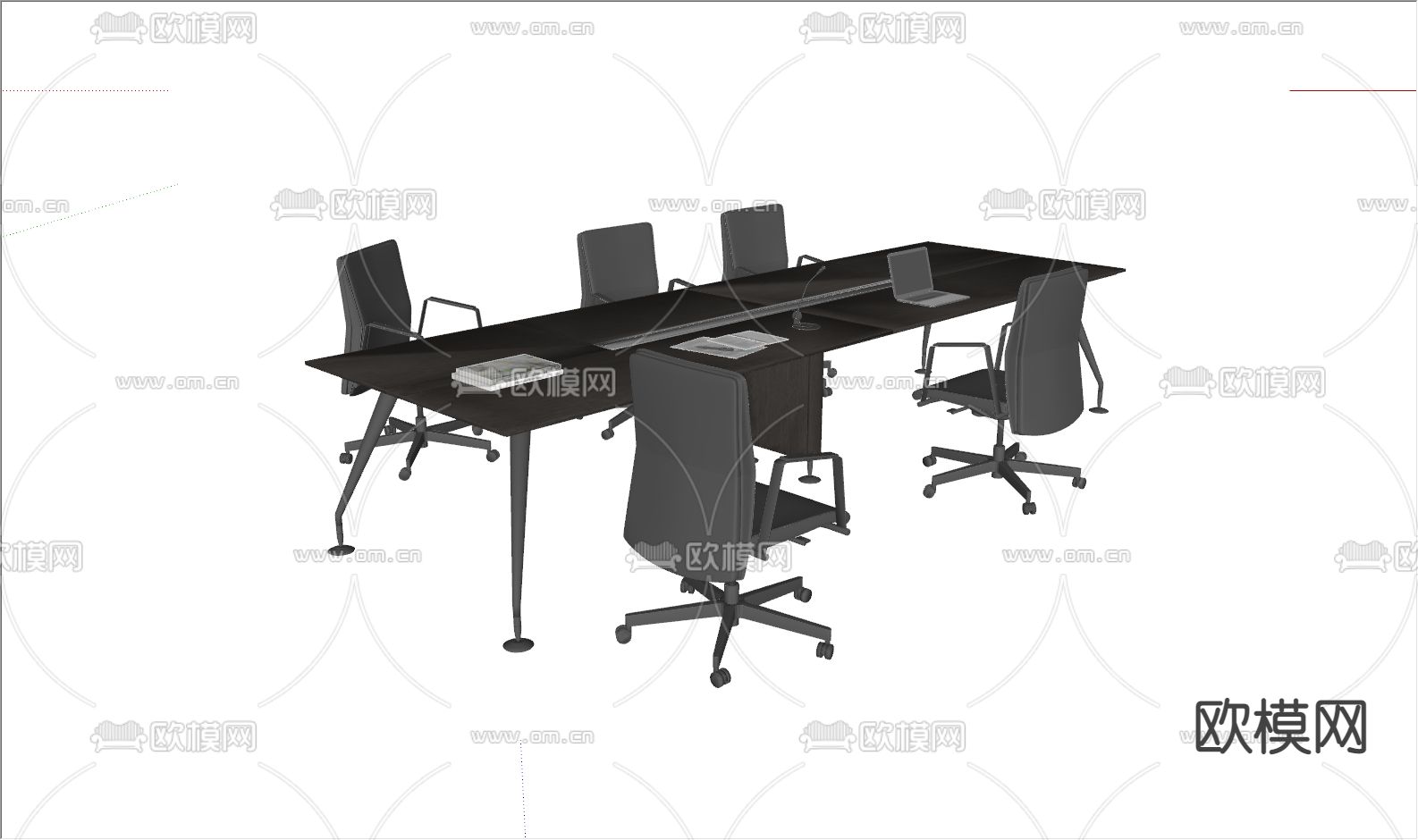 现代会议台 会议桌su模型下载（渲染图2）