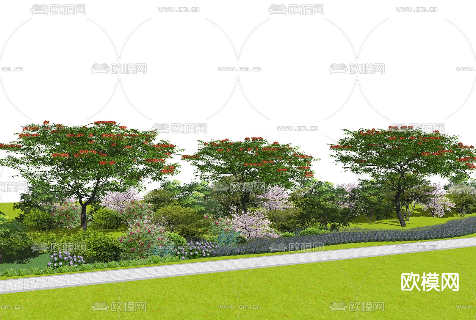 2D乔木 灌木 花坛su模型下载（渲染图1）